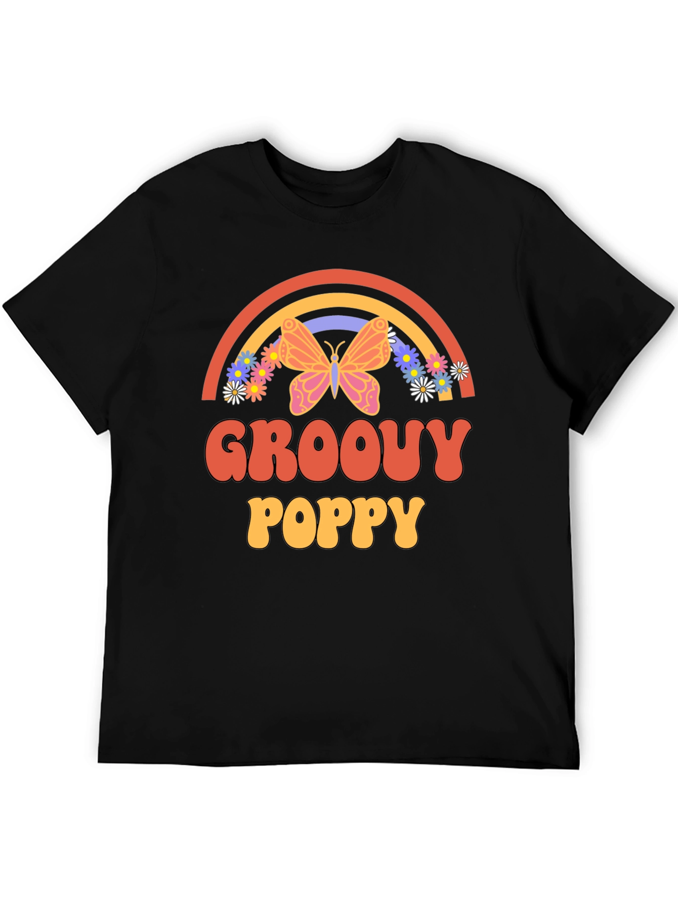 Groovy Poppy Graphic Tee - Retro Rainbow Butterfly - 5