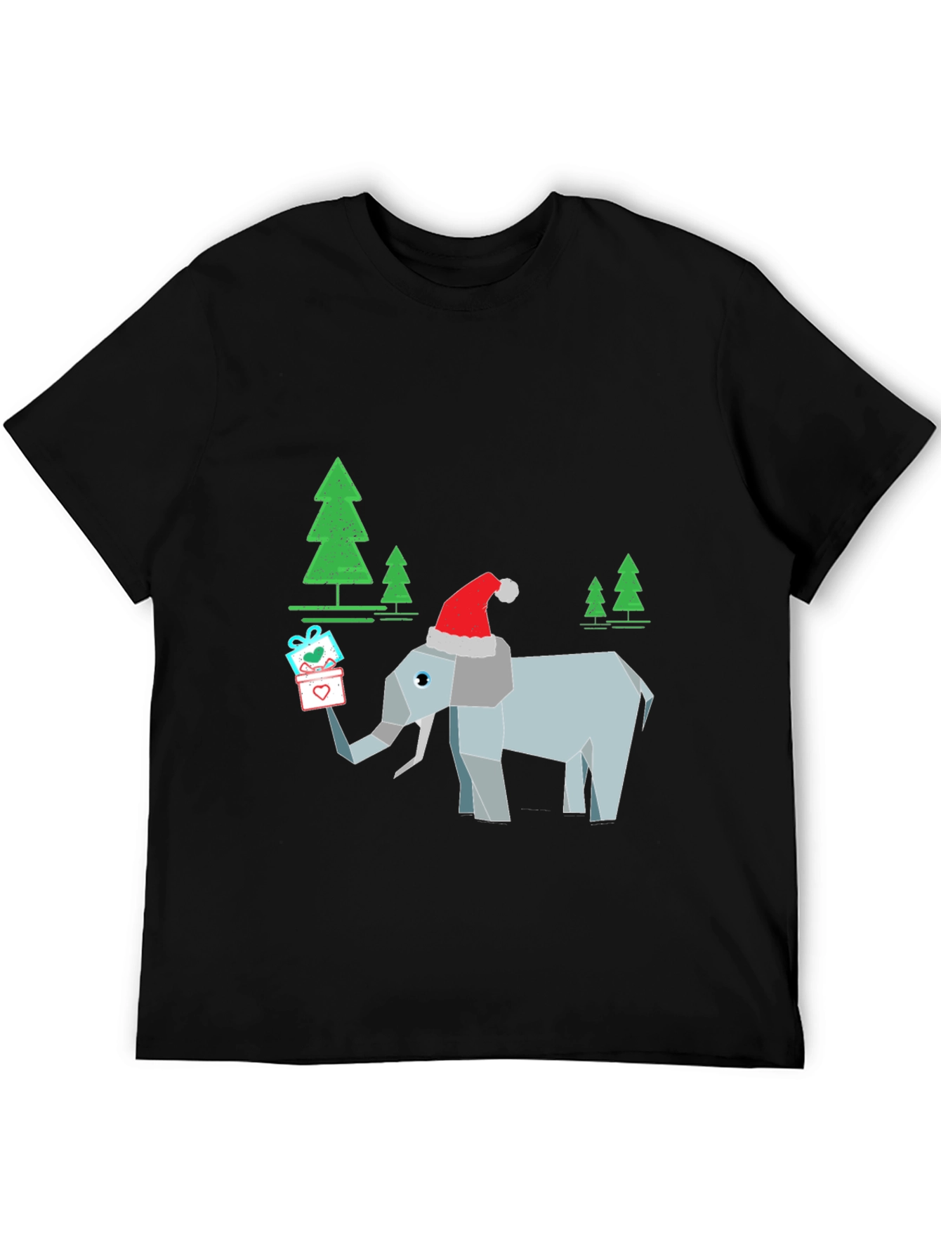 Black Festive Elephant Christmas T-Shirt view 5