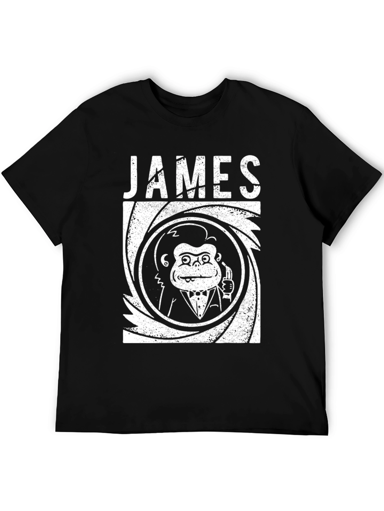 Black James Bond Monkey T-Shirt - Black view 5