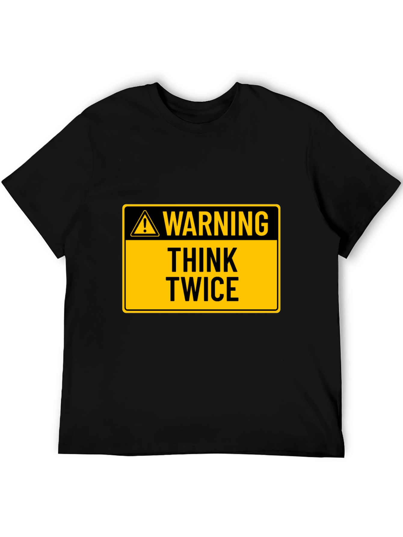 Black Warning Think Twice Graphic Tee - Black Cotton T-Shirt view 5