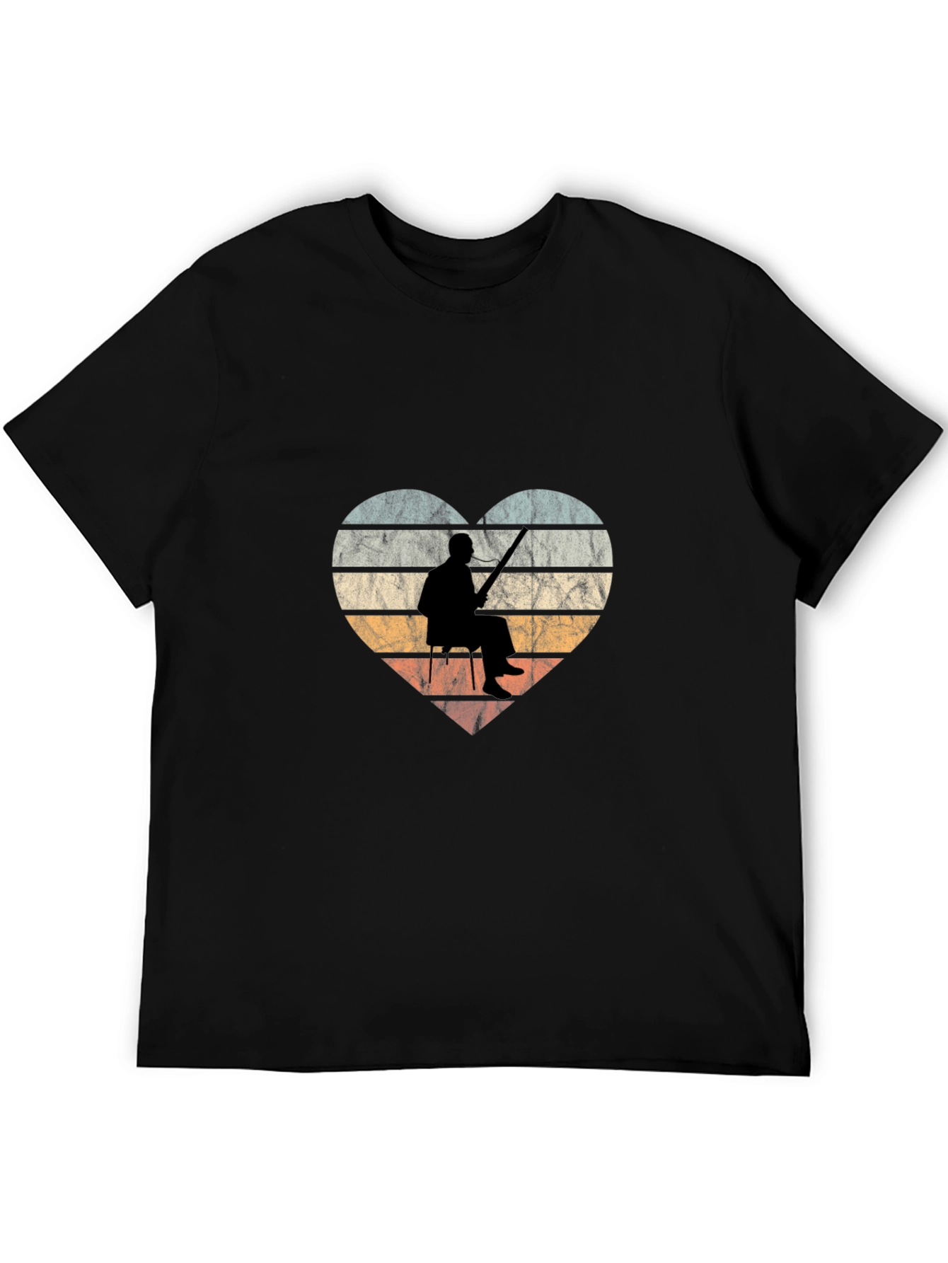 Black Vintage Fishing Heart Graphic T-Shirt view 5