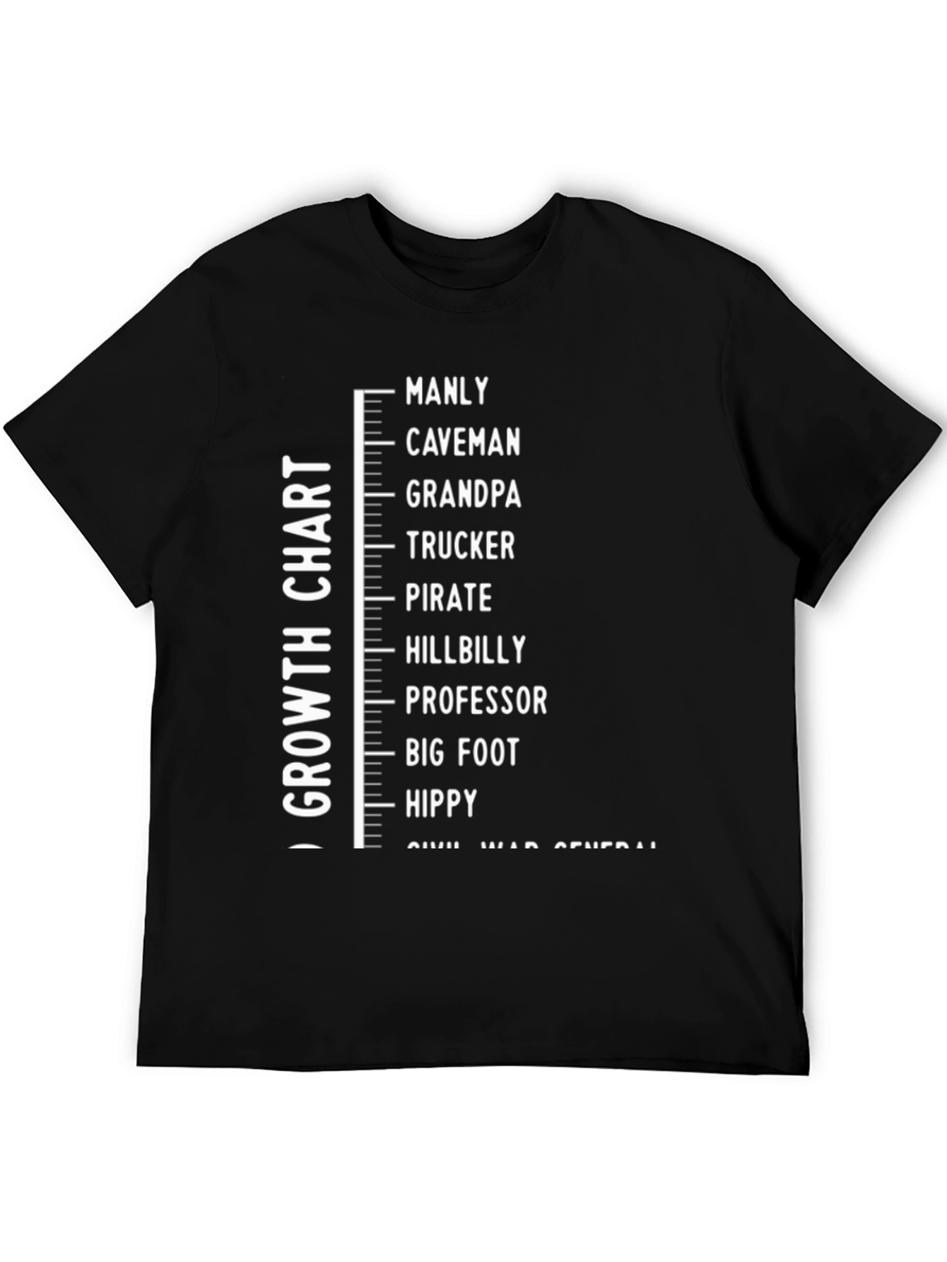 Black Men's Growth Chart T-Shirt Funny Adult Humor view 5