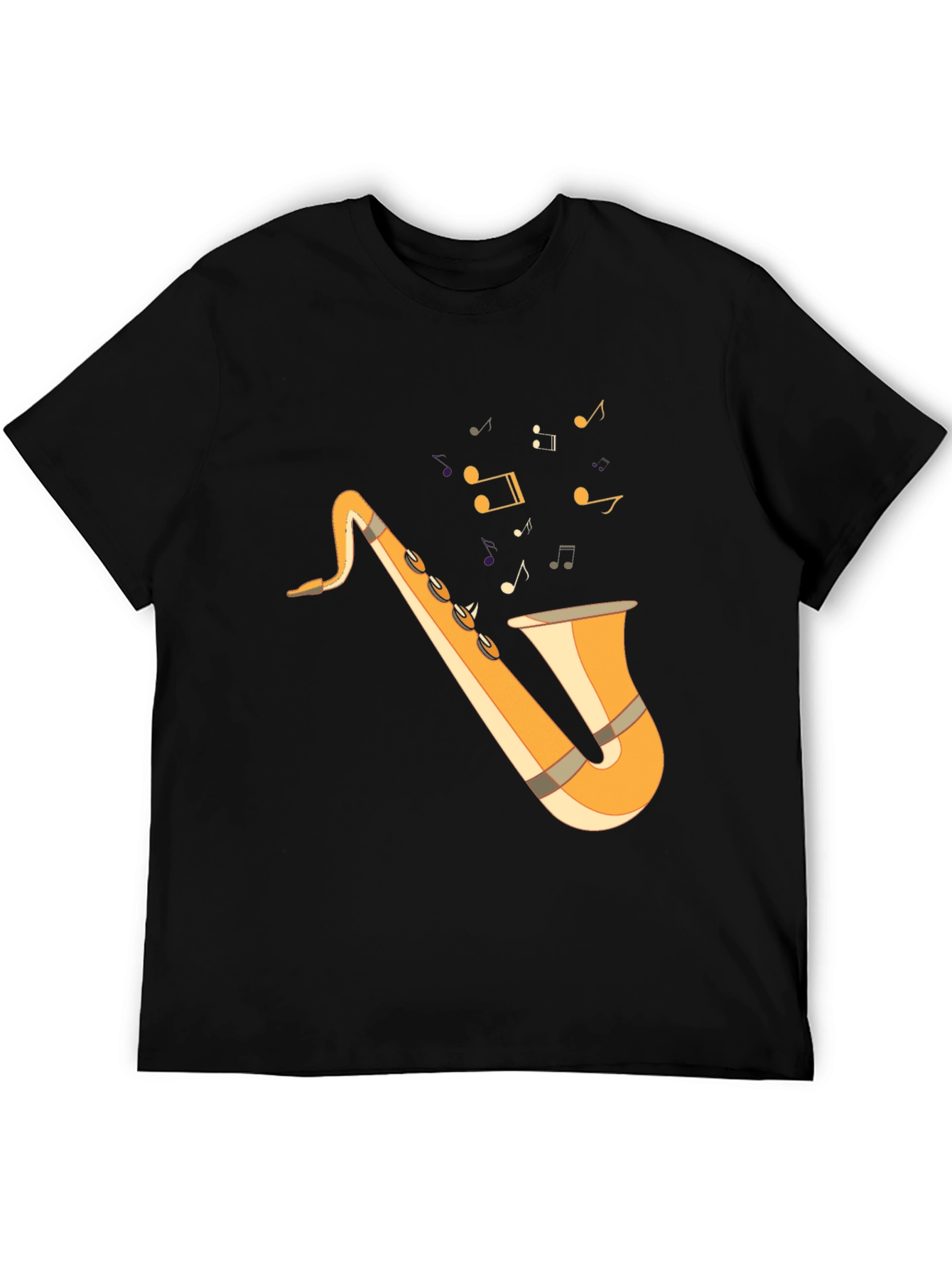 Black Saxophone Graphic Tee - Black Cotton T-Shirt for Music Lovers view 5