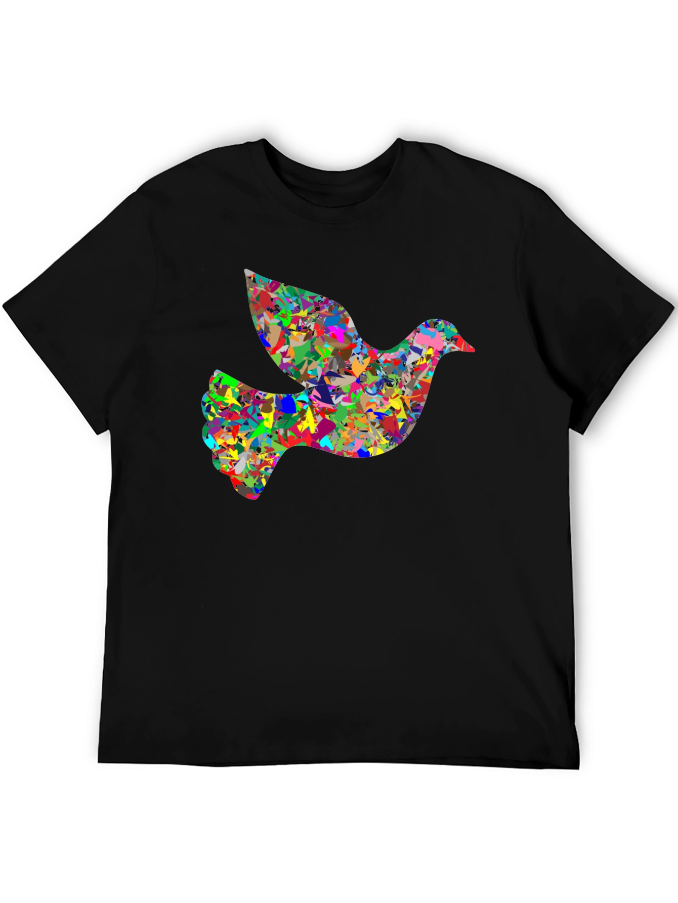 Black Peace Dove Graphic Tee - Abstract Art Bird T-Shirt view 5