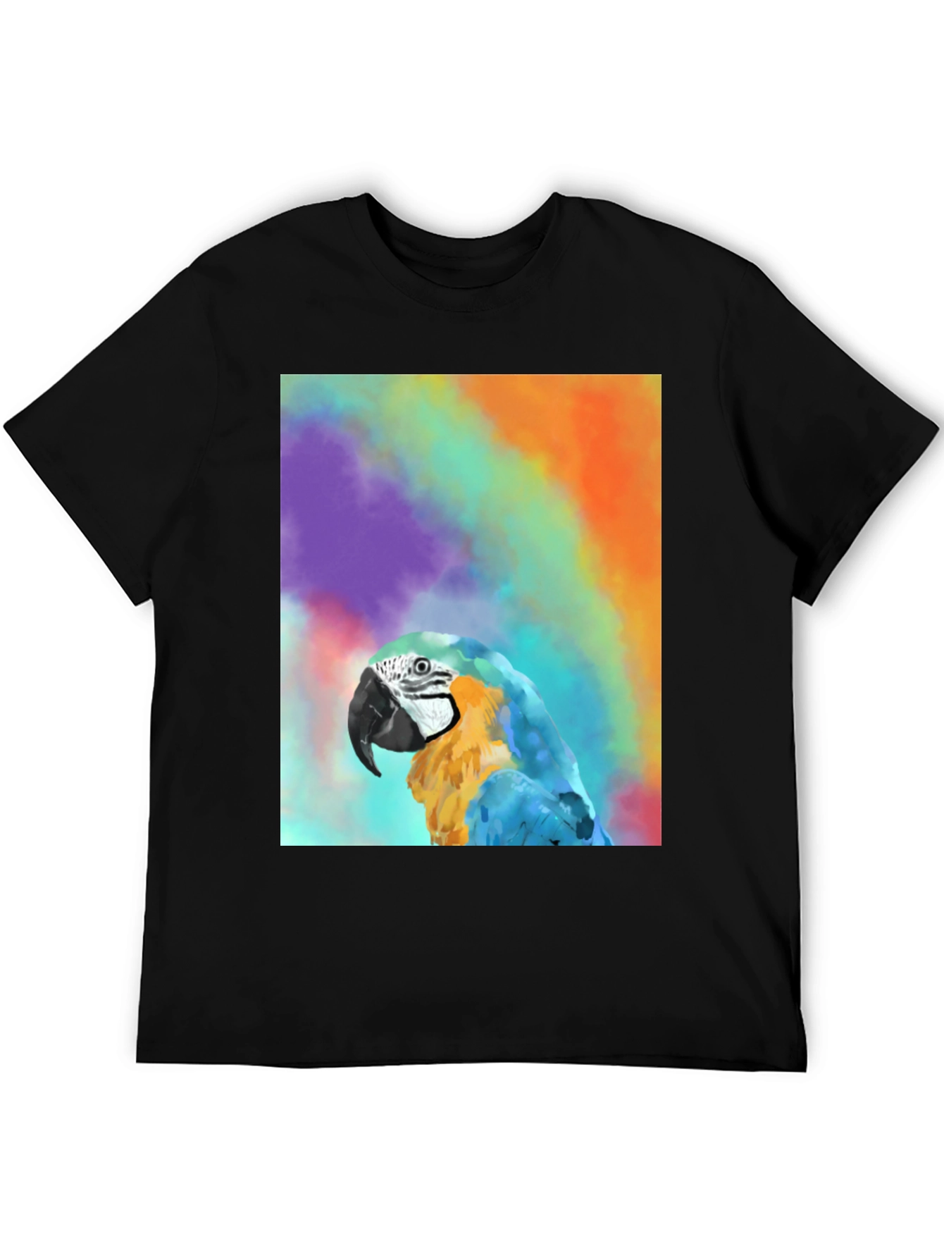 Black Parrot Graphic Tee - Colorful Macaw Design view 5