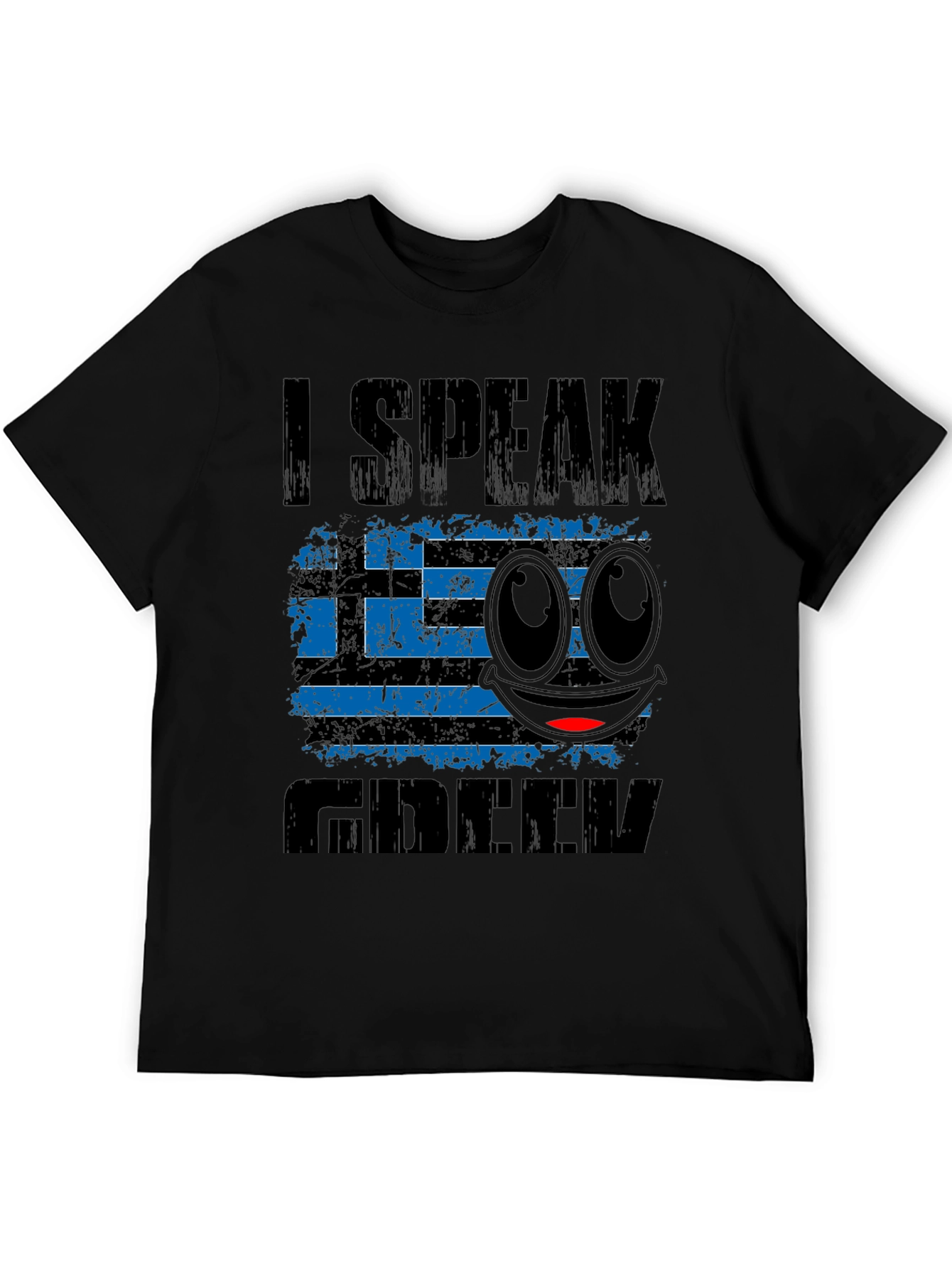 Black I Speak Greek T-Shirt Funny Emoji Greece Flag view 5