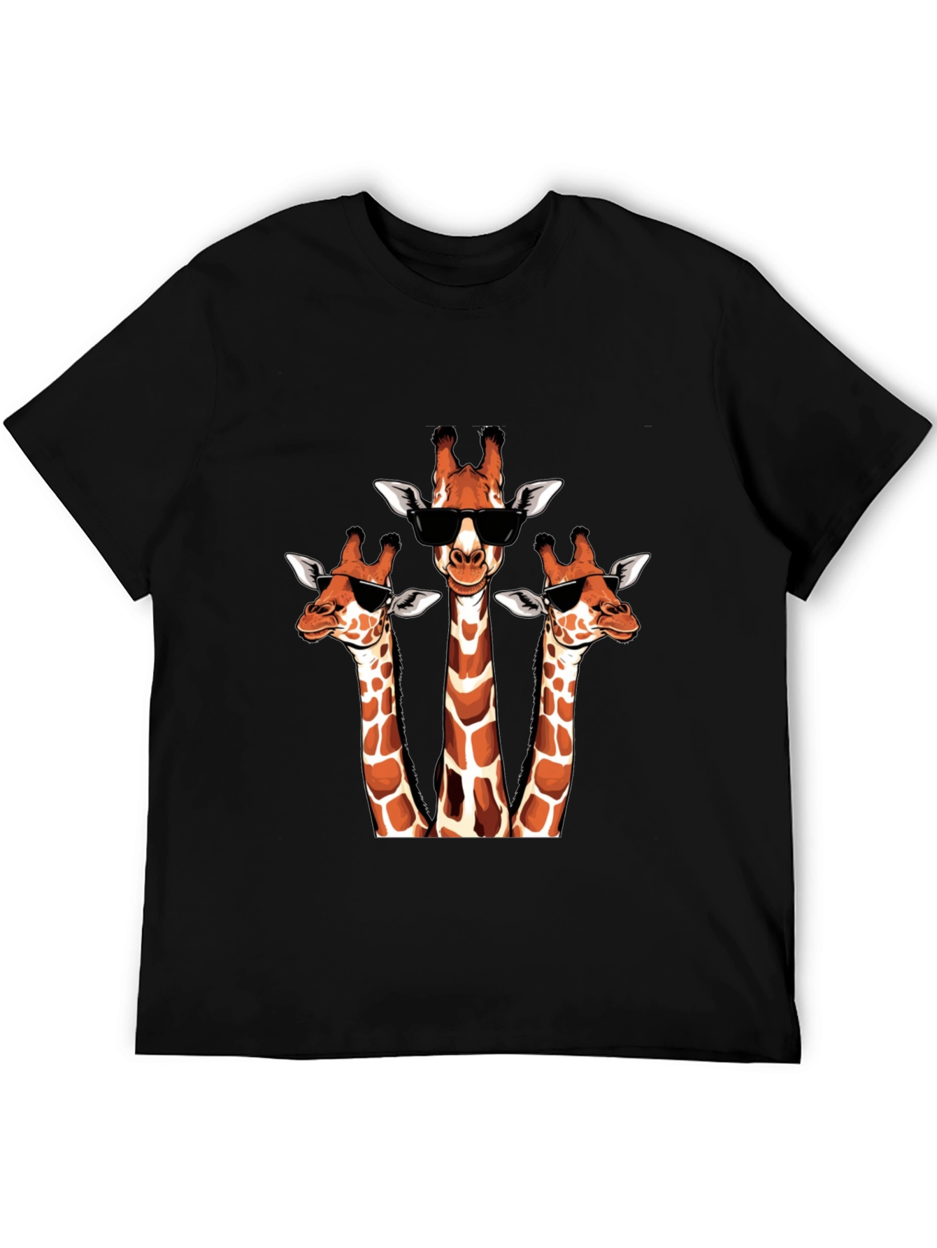 Black Cool Giraffe Trio T-Shirt - Unique Design view 5