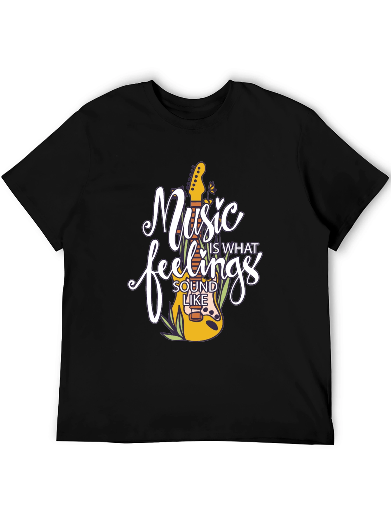 Black Music Is What Feelings Sound Like Black Graphic Tee view 5