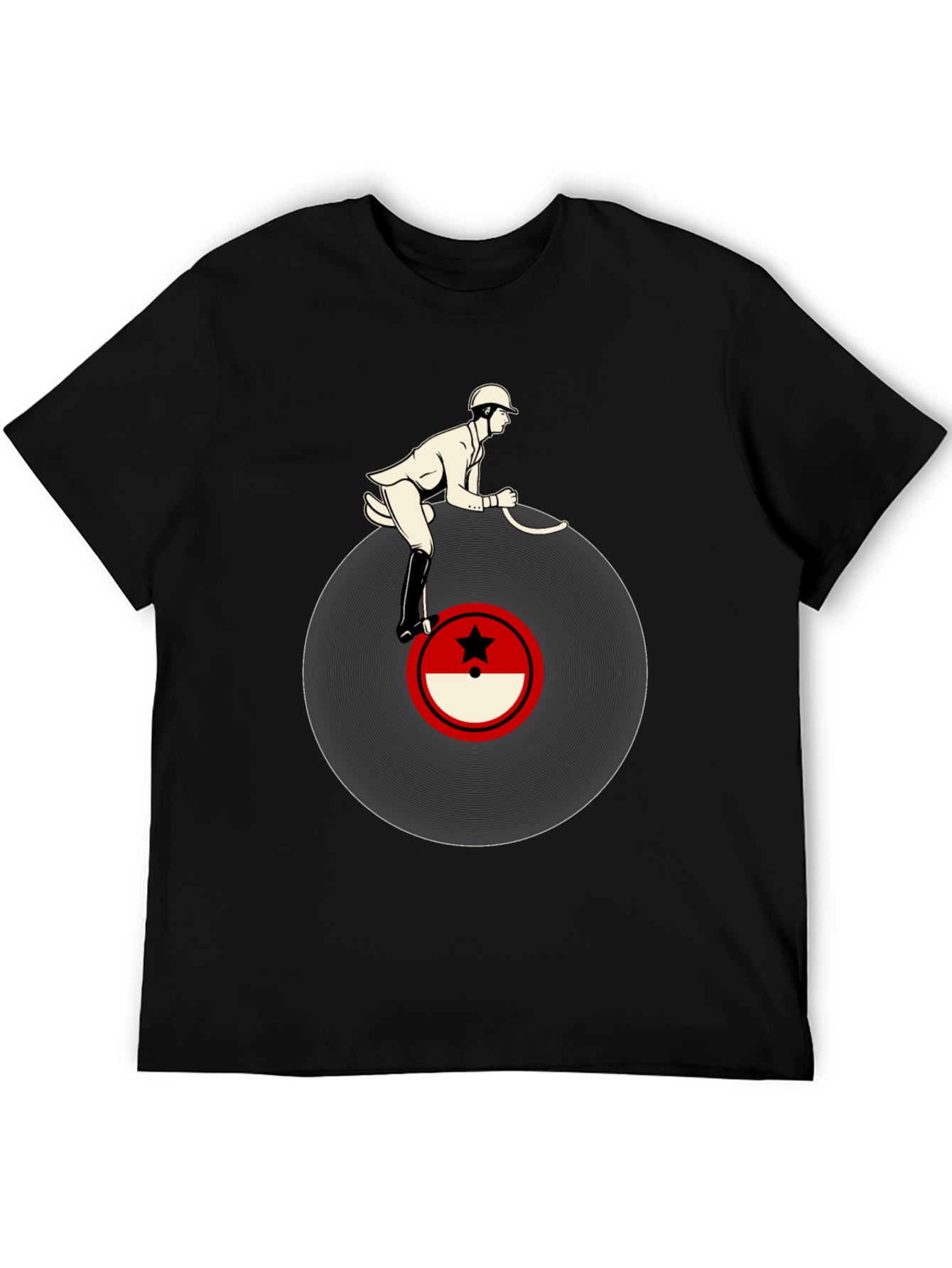 Black Retro Record Rider Graphic T-Shirt view 5