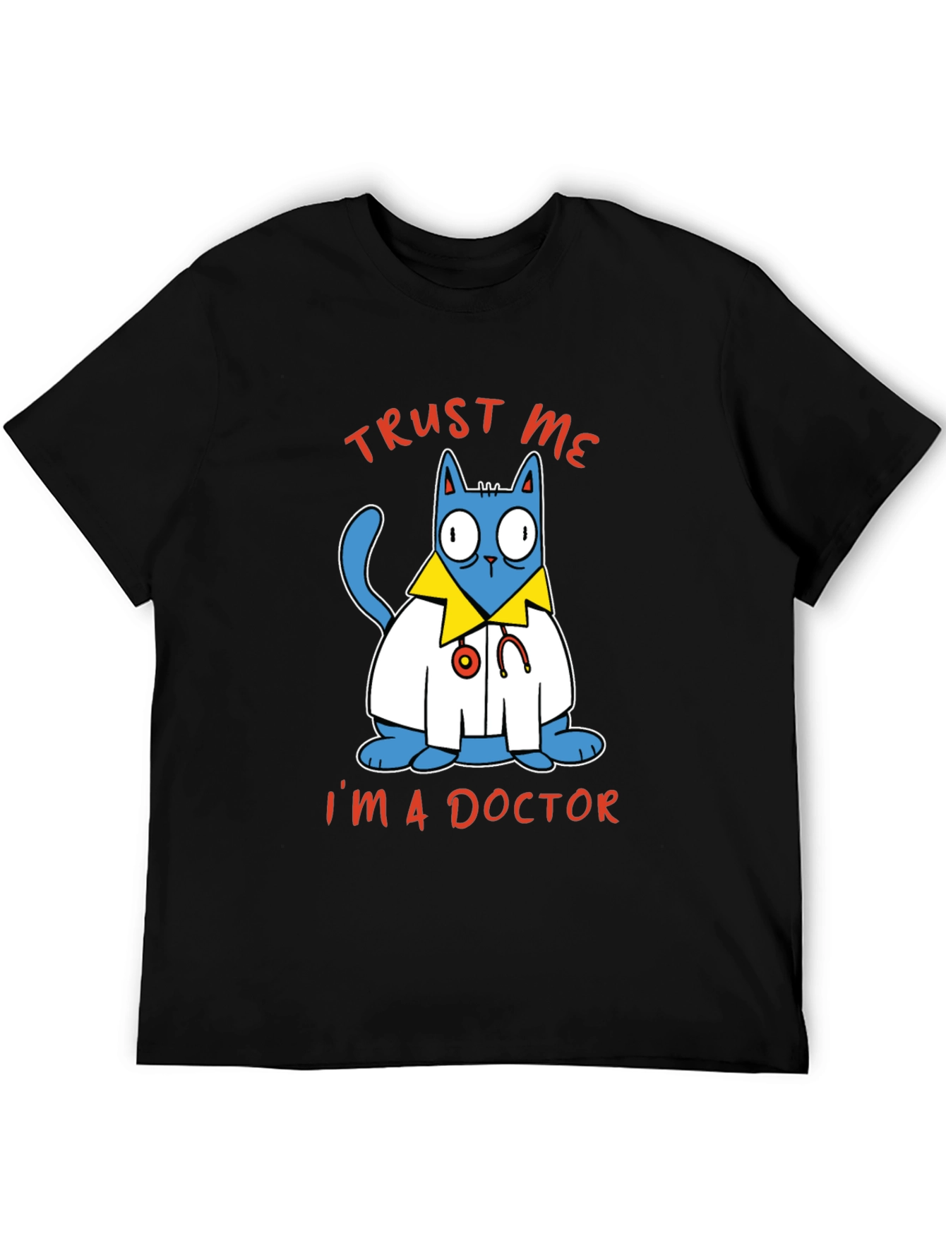 Black Trust Me I'm A Doctor Cat Graphic Tee view 5