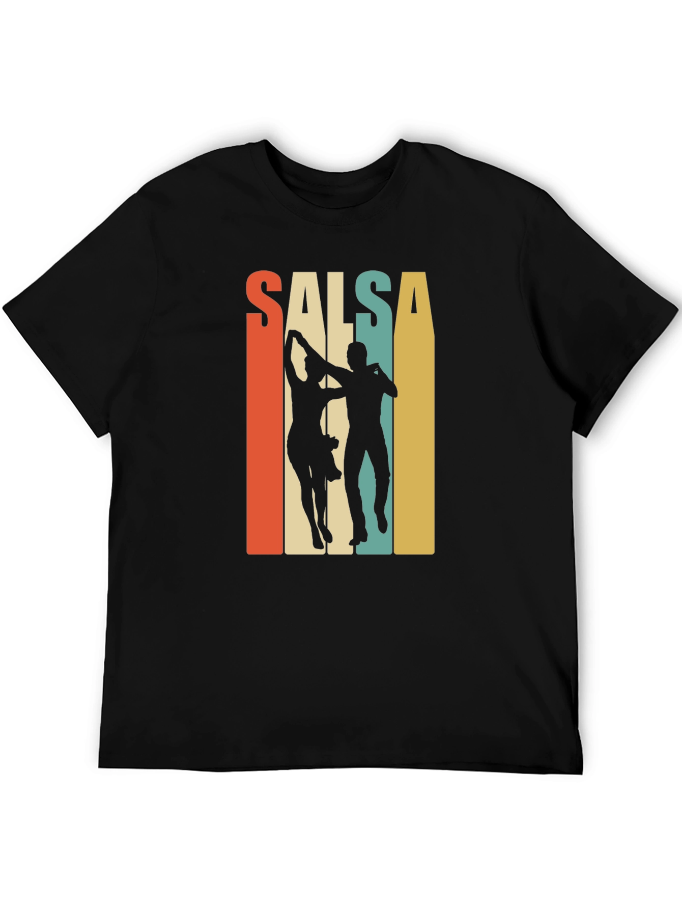 Black Salsa Dance Retro Graphic T-Shirt view 5