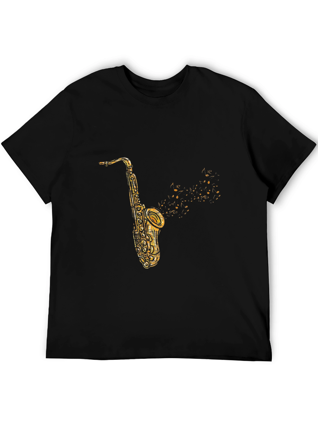 Black Saxophone Graphic Print Black T-Shirt view 5