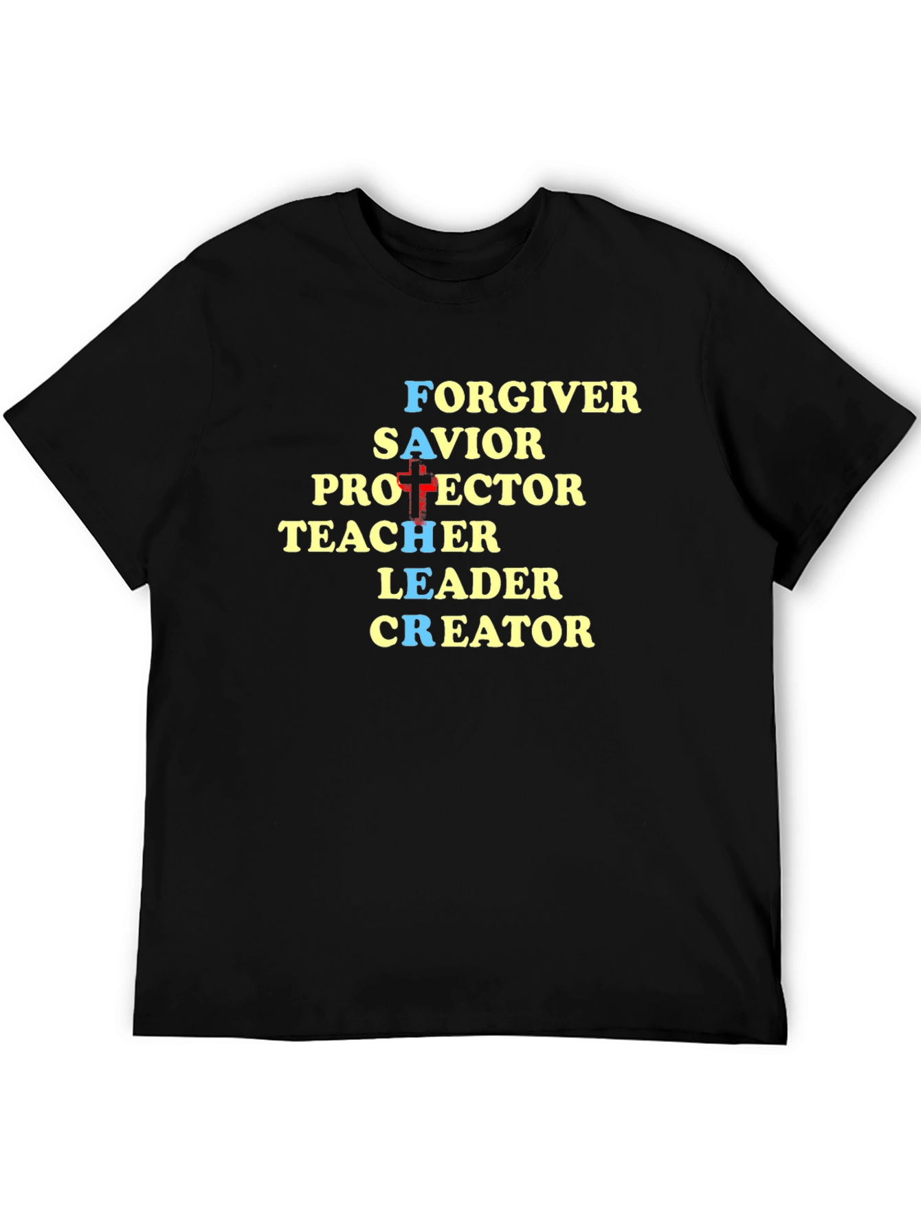 Black Faith-Inspired Graphic Tee - God Is Forgiver Savior Protector view 5