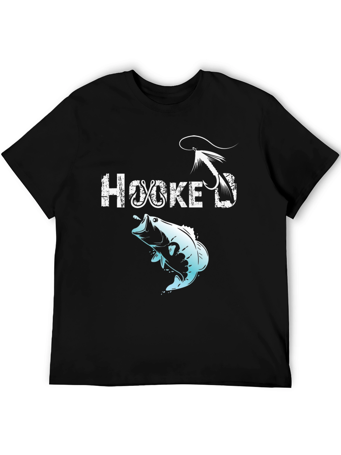 Black Hooked Fishing T-Shirt - Angler Gift view 5