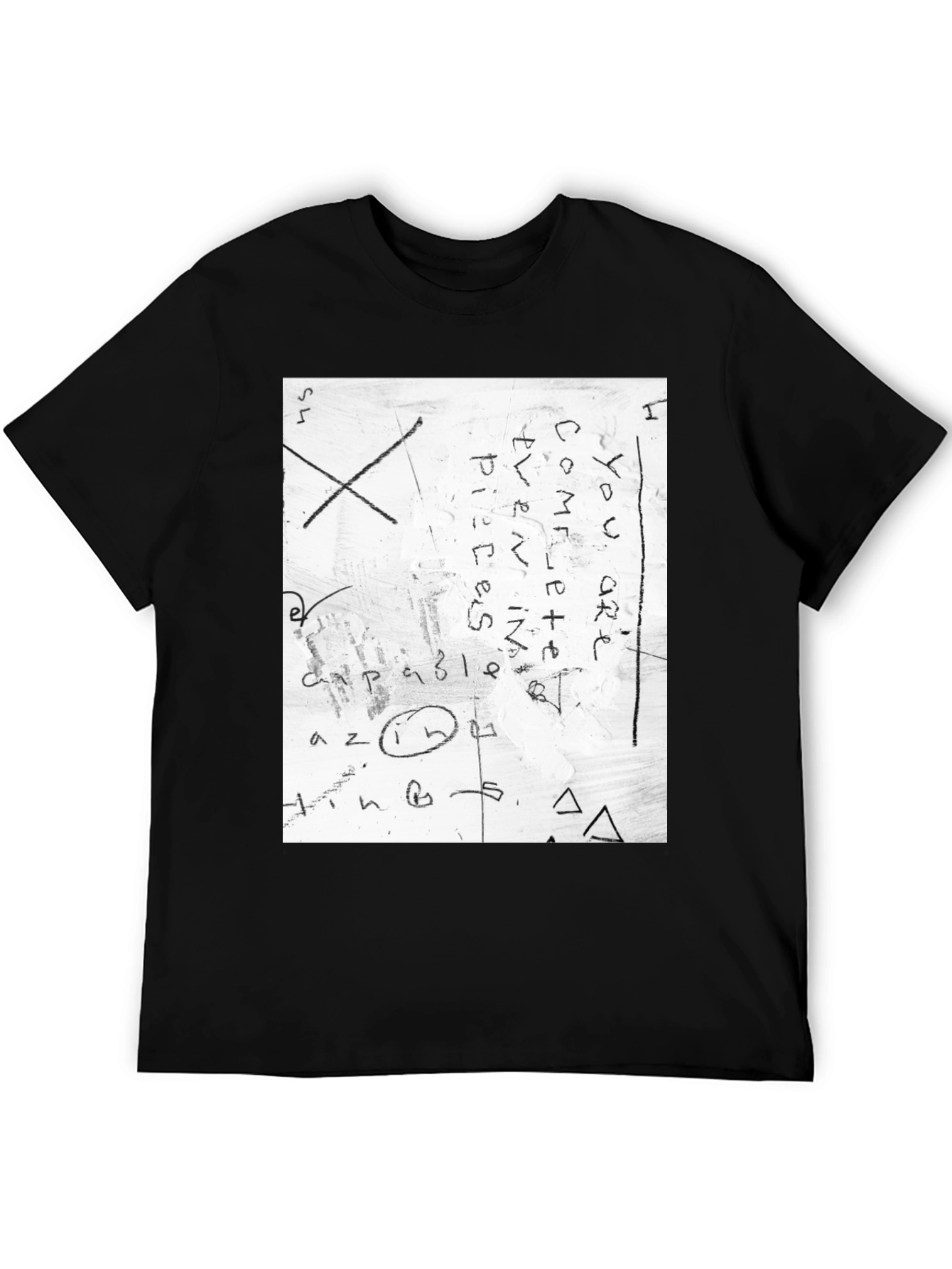 Black Abstract Graphic Print Crew Neck T-Shirt view 5