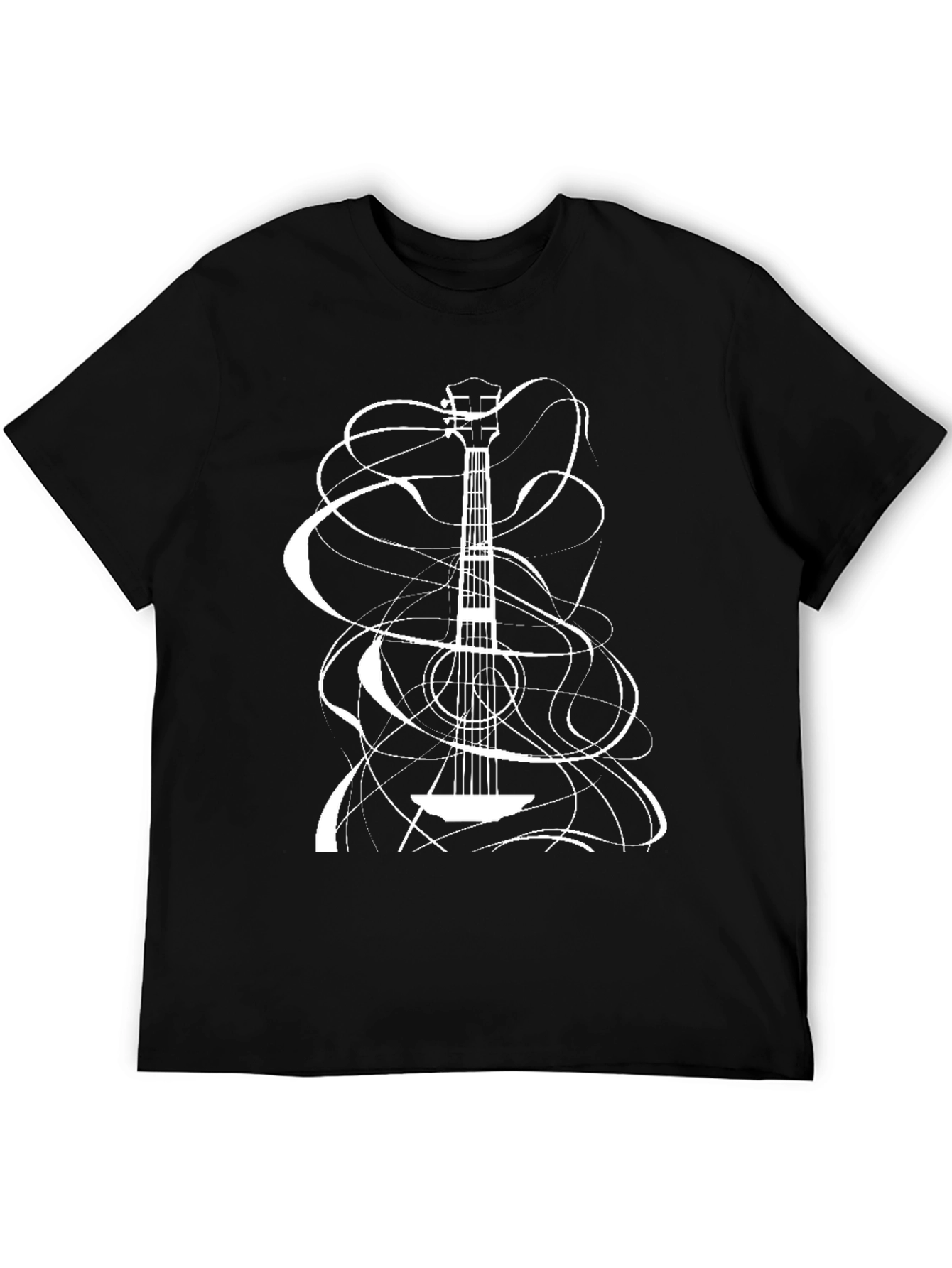 Black Guitar Strings Tee - Cool Music Lover Shirt view 5