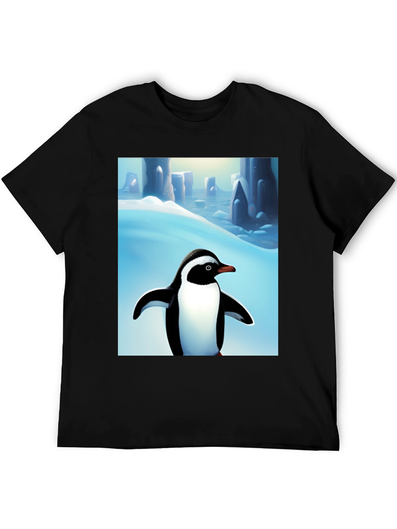 Penguin Arctic Scene Black T-Shirt - 5