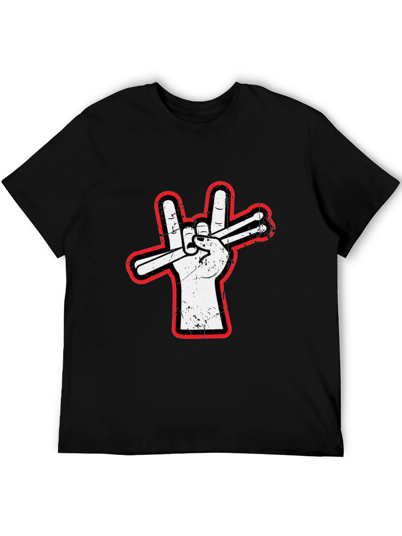 Black Drummer Peace Sign T-Shirt - Rock On! view 5
