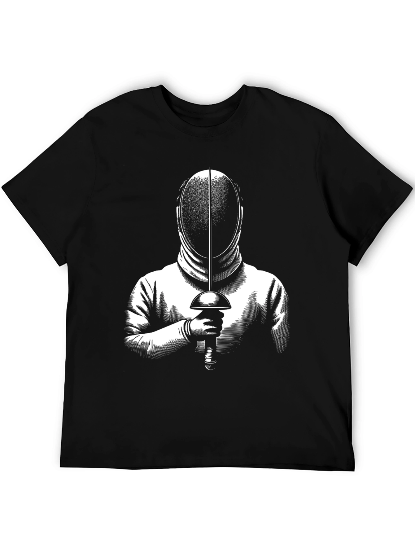 Black Fencing T-Shirt - Foil Duel Design view 5