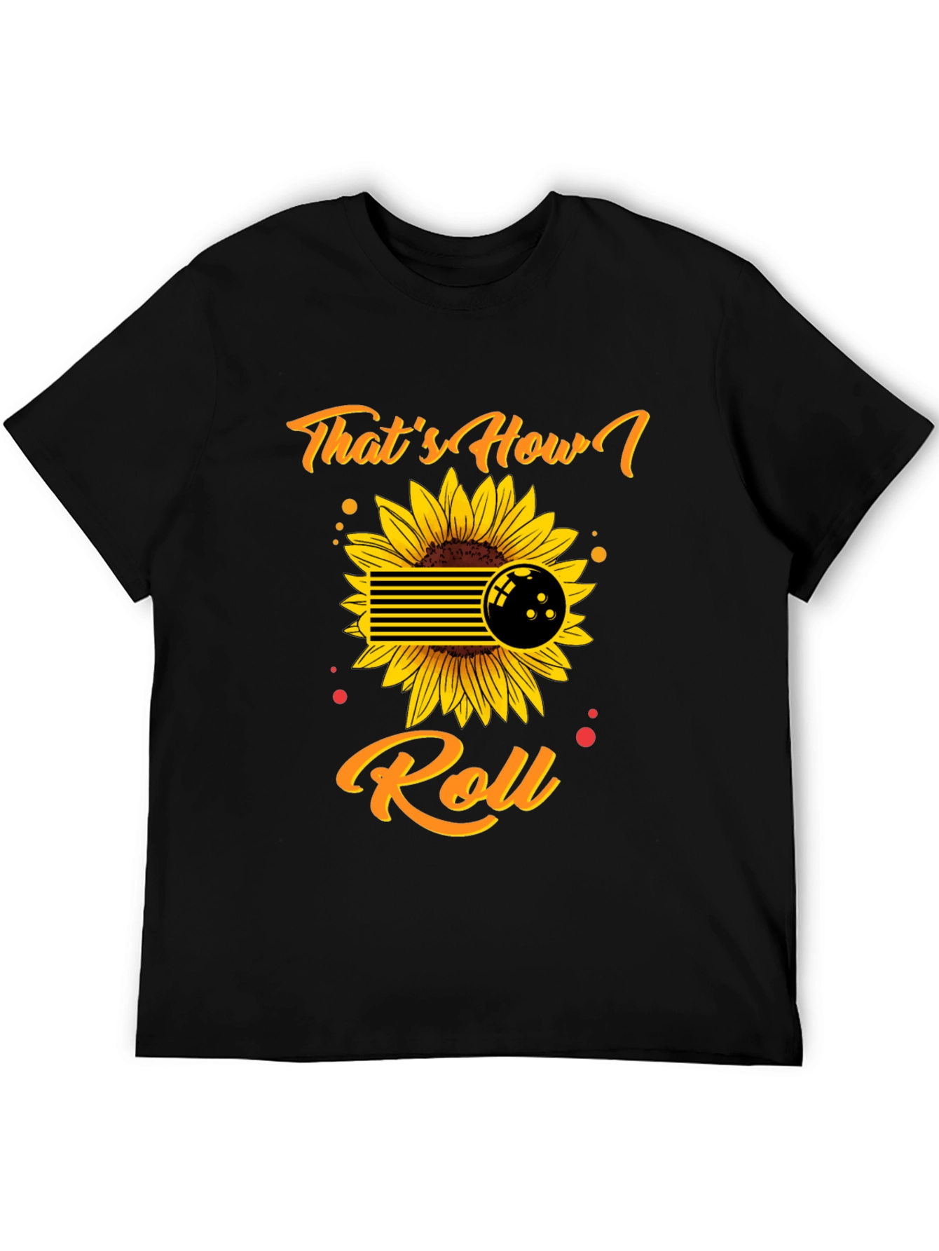 Black That's How I Roll Bowling Sunflower Graphic Tee view 5