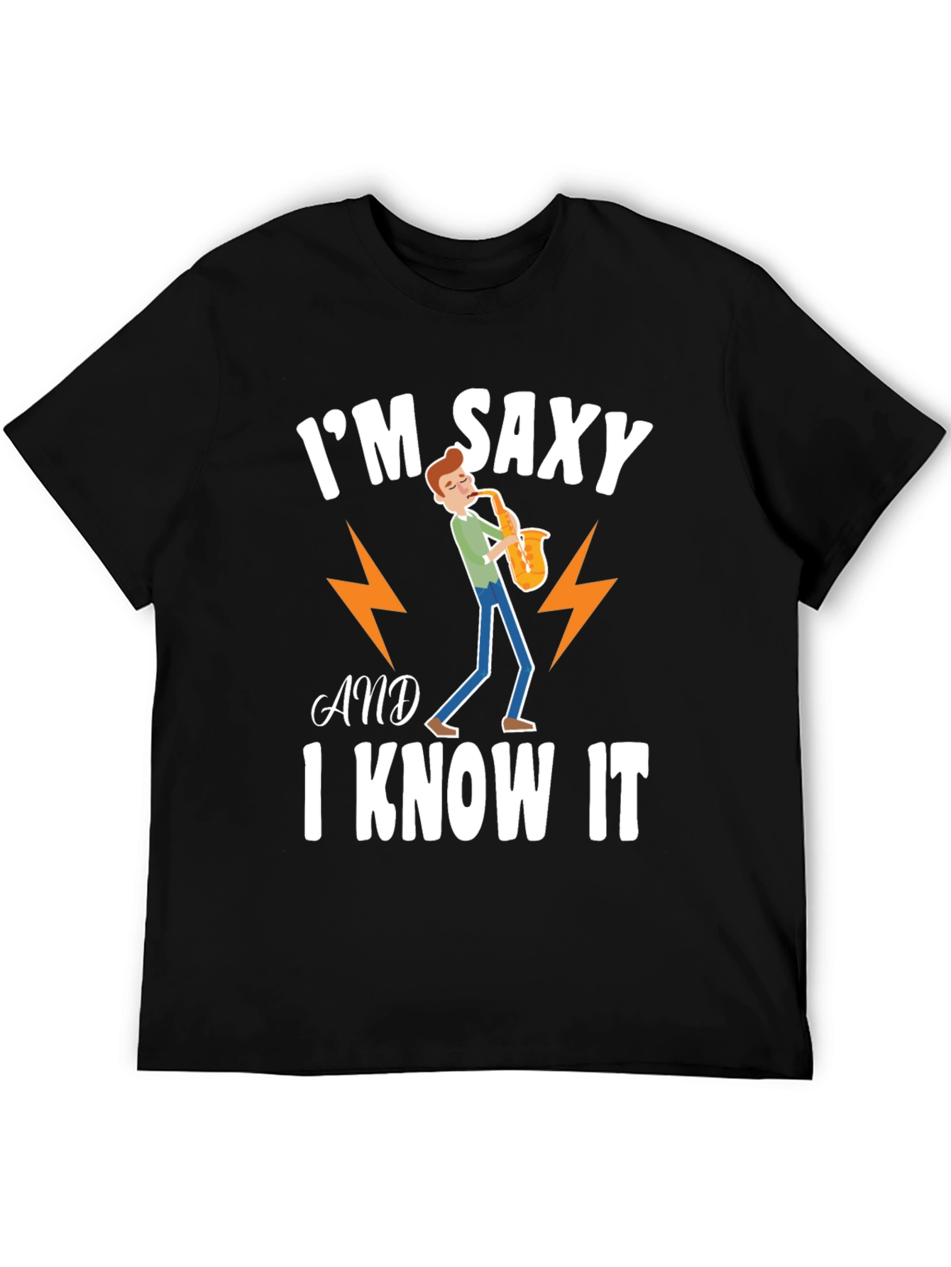 Black I'm Saxy and I Know It Graphic T-Shirt view 5
