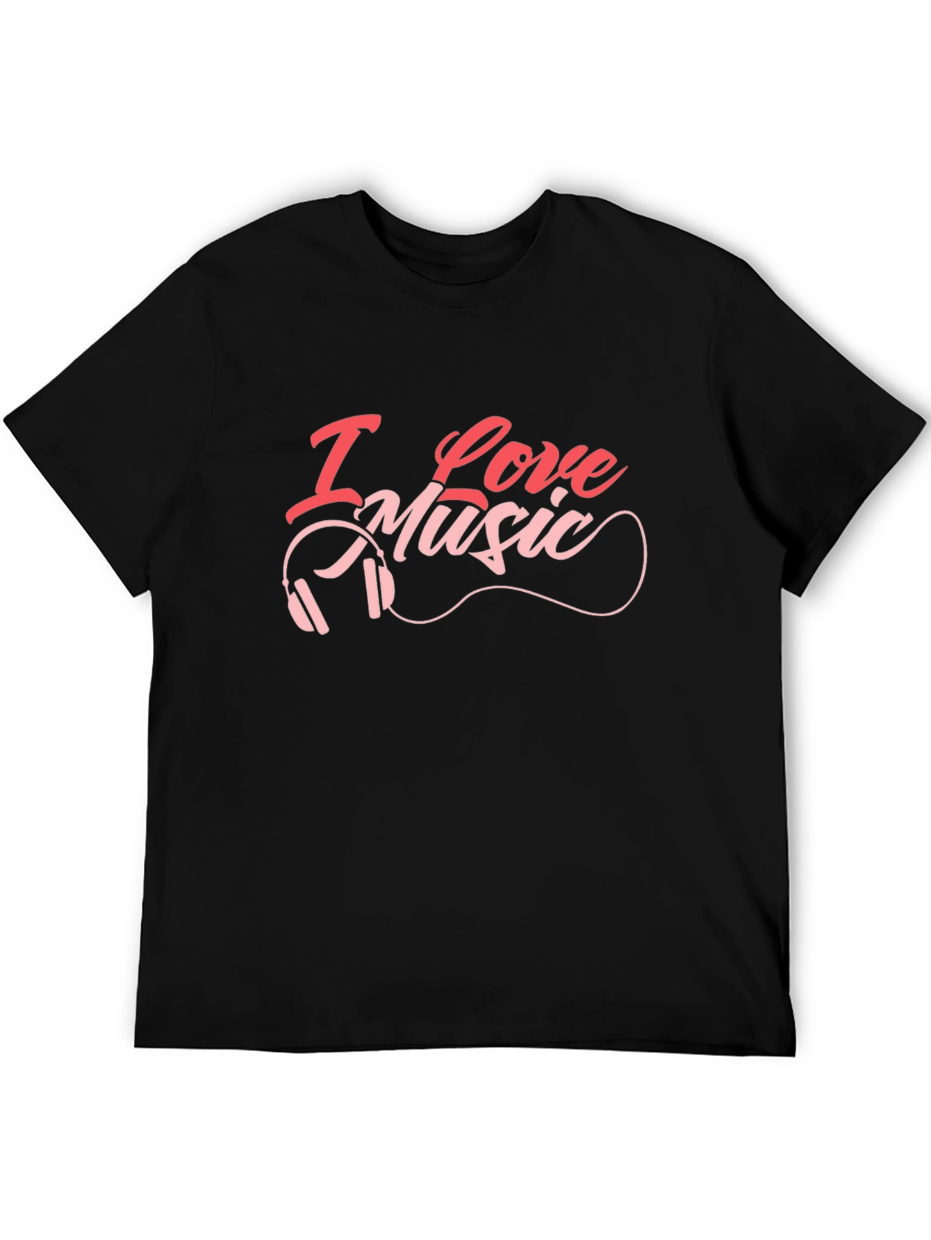 Black I Love Music Graphic Print Tee view 5