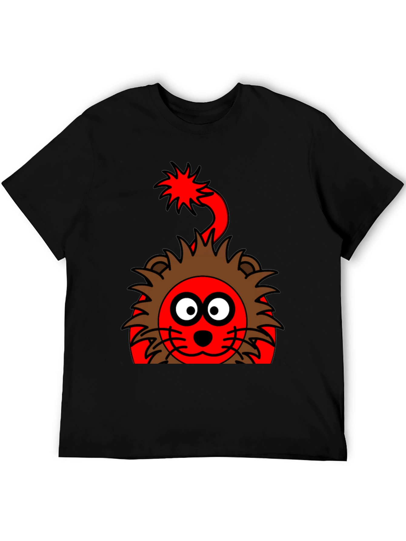 Black Cartoon Lion Graphic Tee - Fun & Unique Design view 5