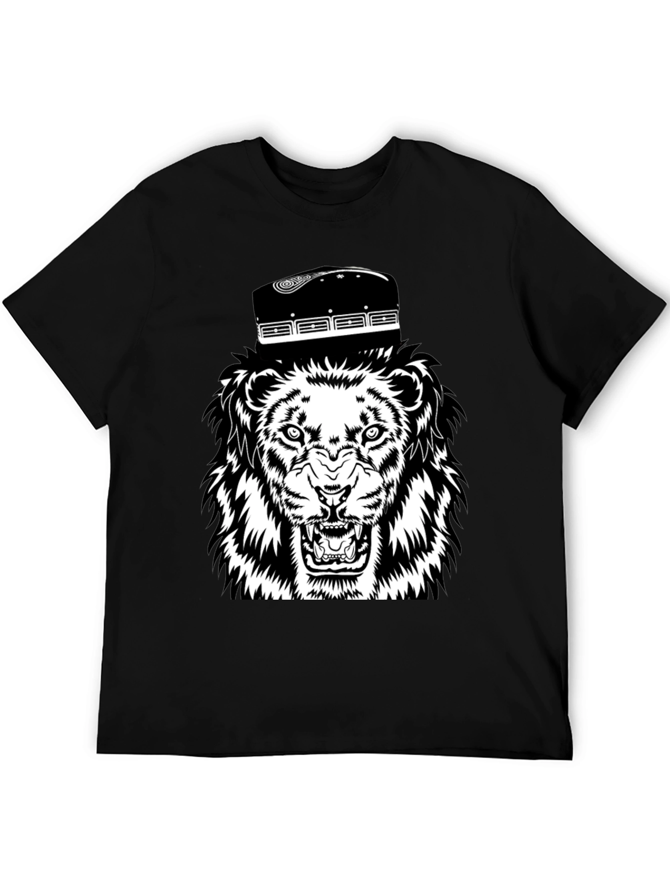 Black Lion with Fez Black T-Shirt view 5