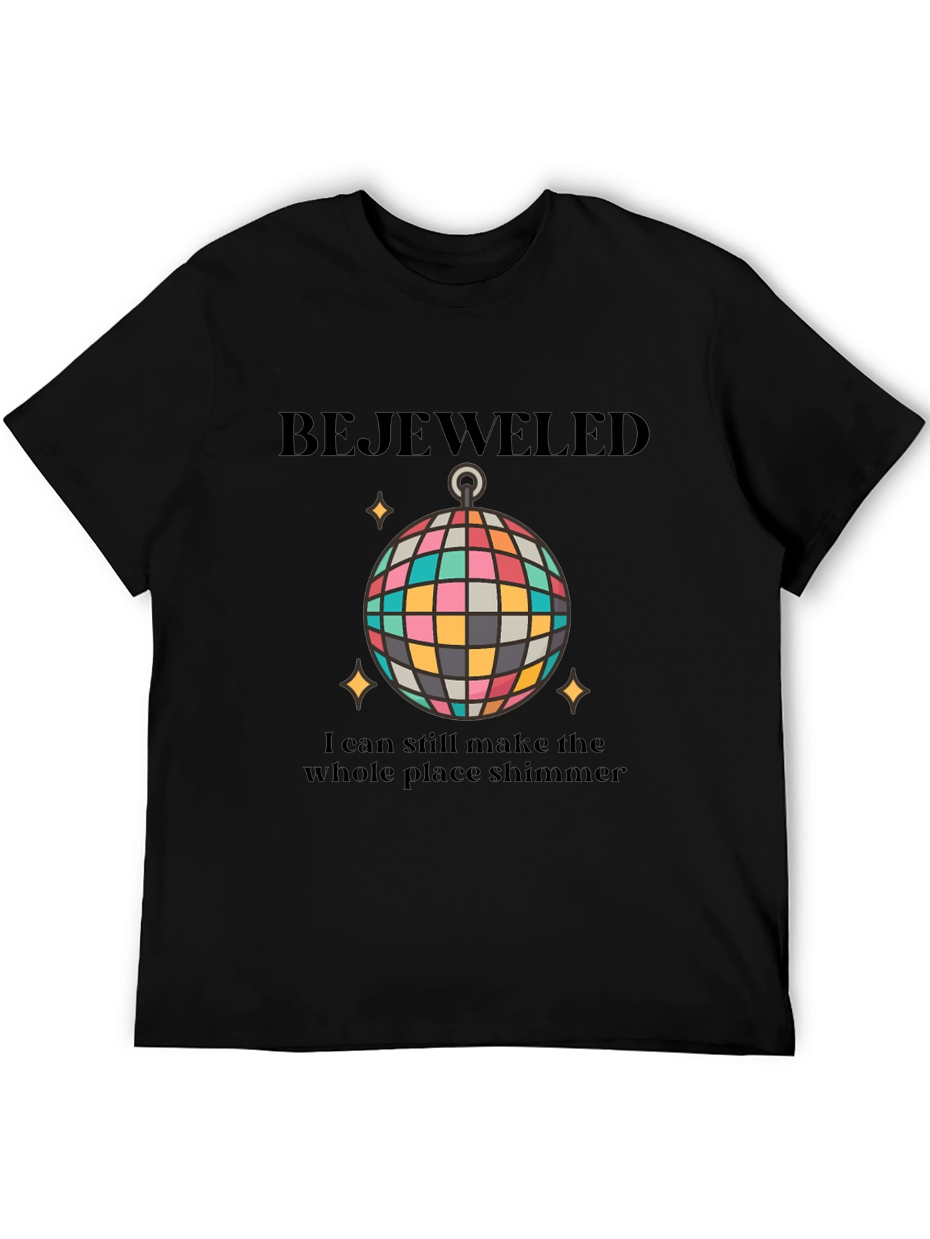 Black Bejeweled Disco Ball Graphic Tee view 5