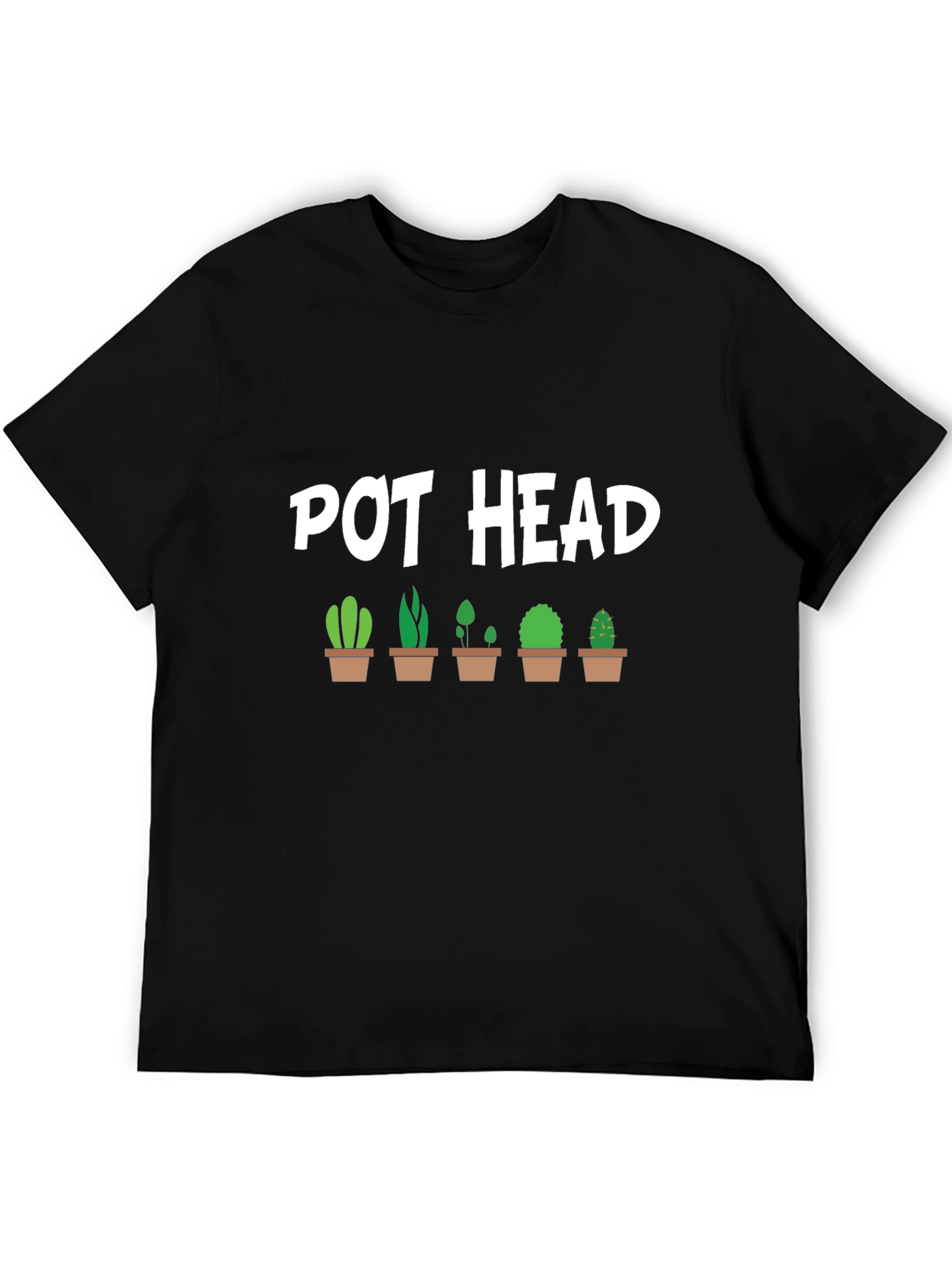 Black Pot Head Cactus T-Shirt - Novelty Graphic Tee view 5