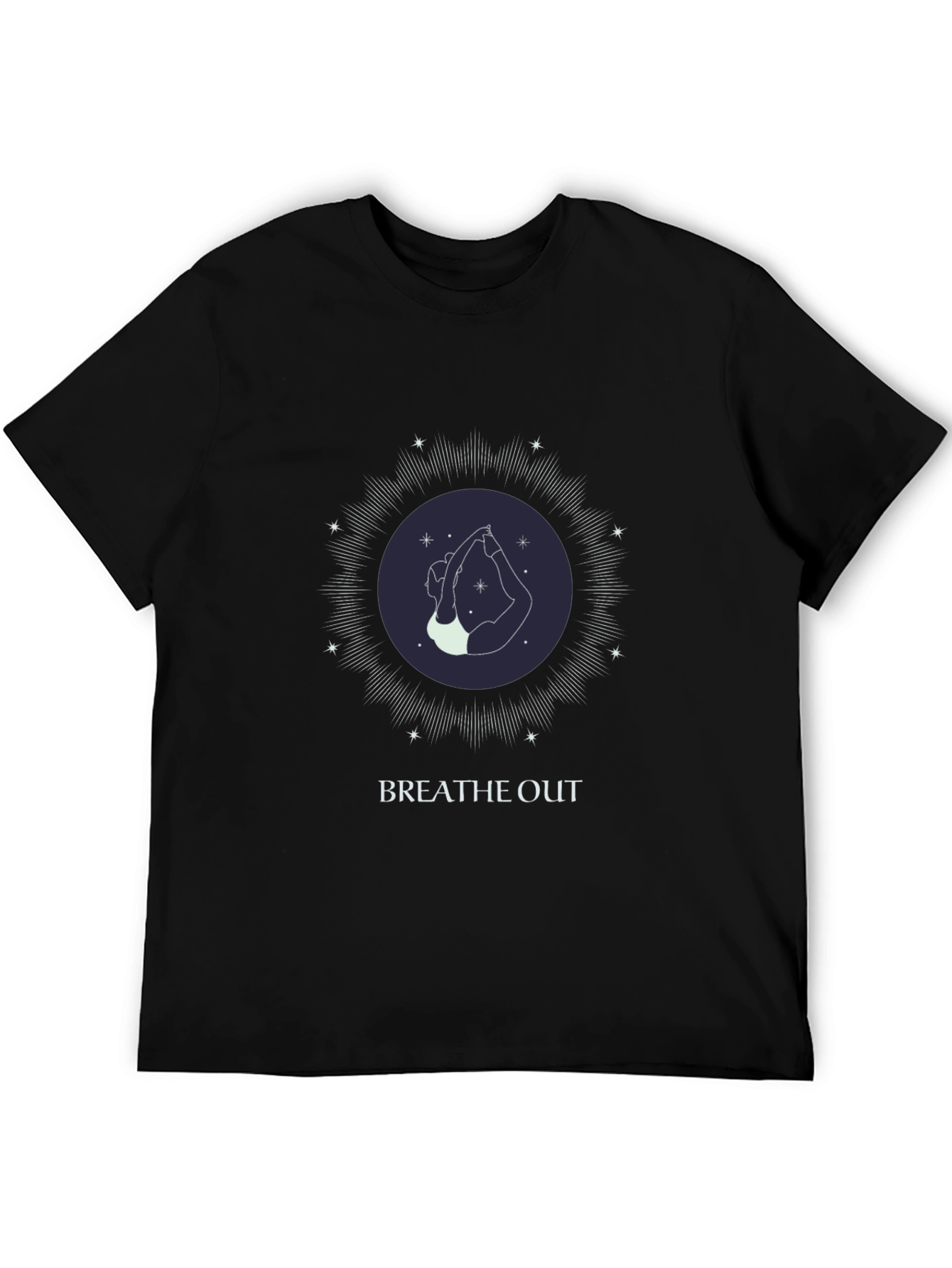 Black Breathe Out Yoga T-Shirt - Unisex Graphic Tee view 5