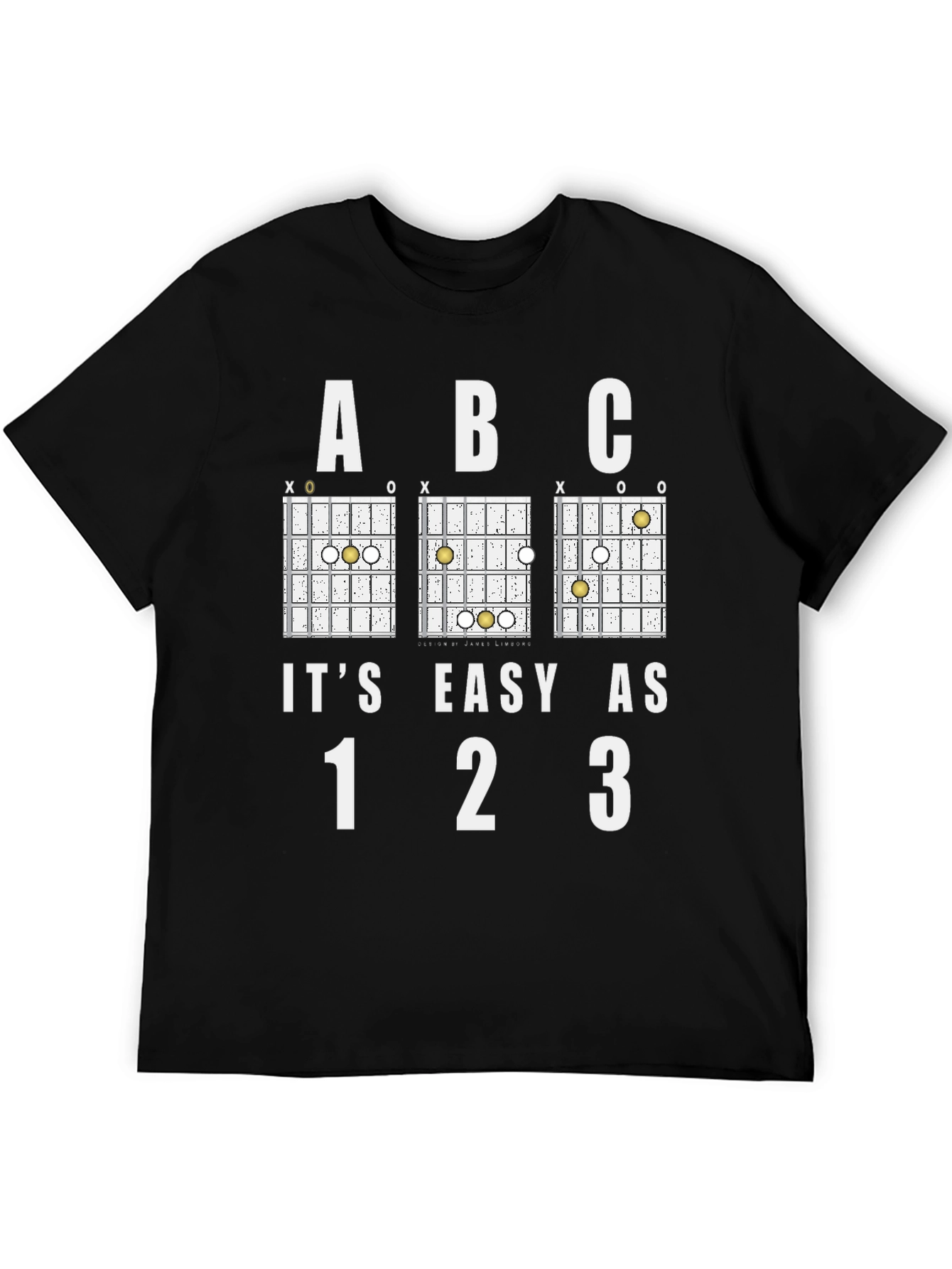 Black It's Easy as ABC 123 Guitar Chord T-Shirt view 5