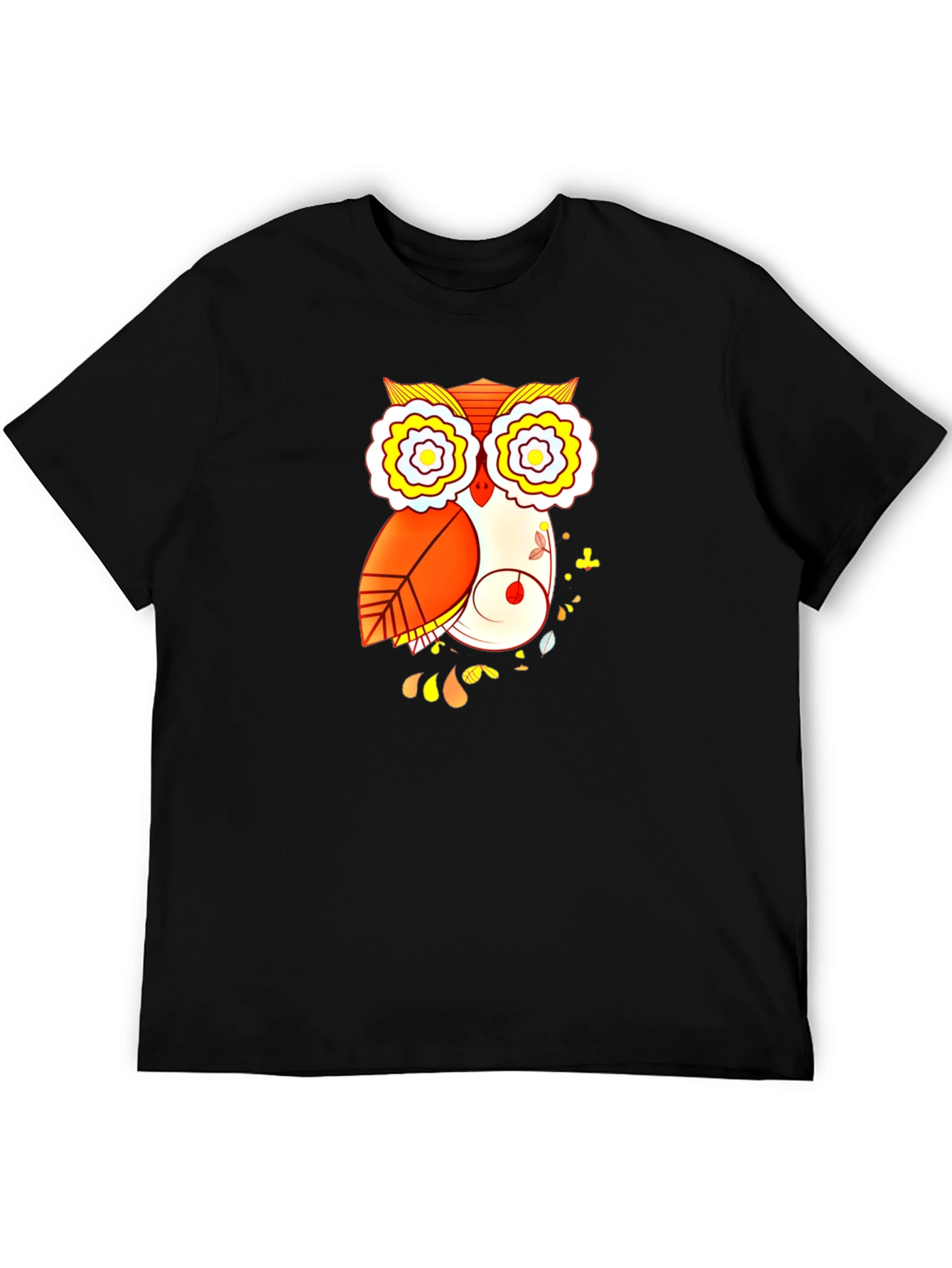 Black Owl Graphic Print Black T-Shirt view 5