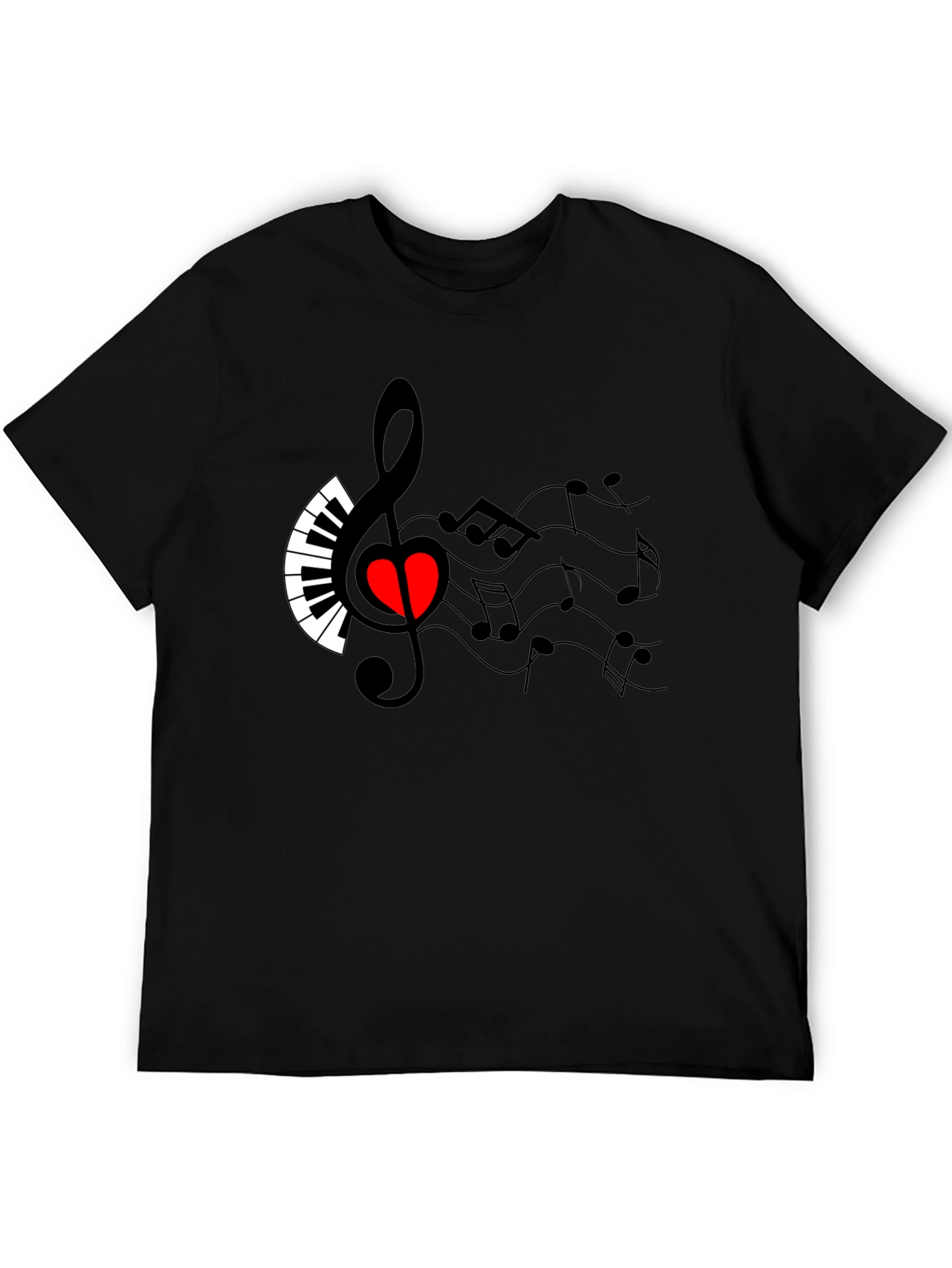 Black Musical Heart T-Shirt - Express Your Passion view 5