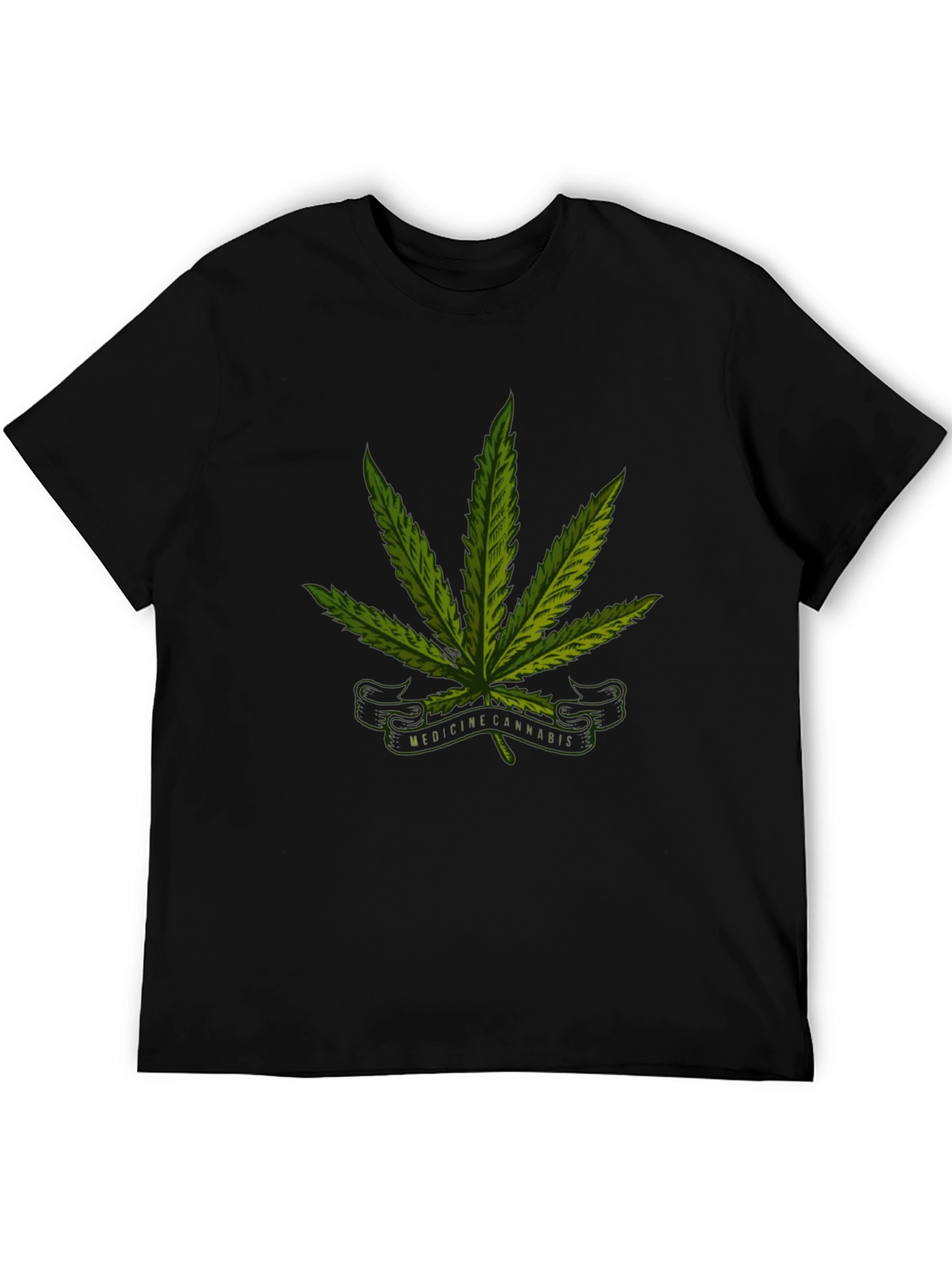 Black Cannabis Medicine Graphic Black T-Shirt view 5