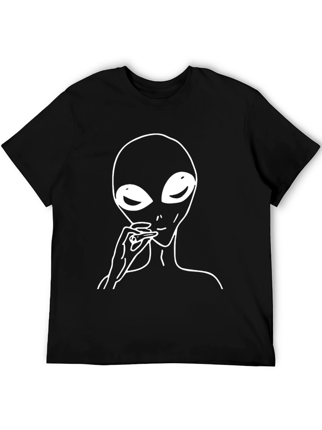 Black Alien Smoking Black T-Shirt view 5