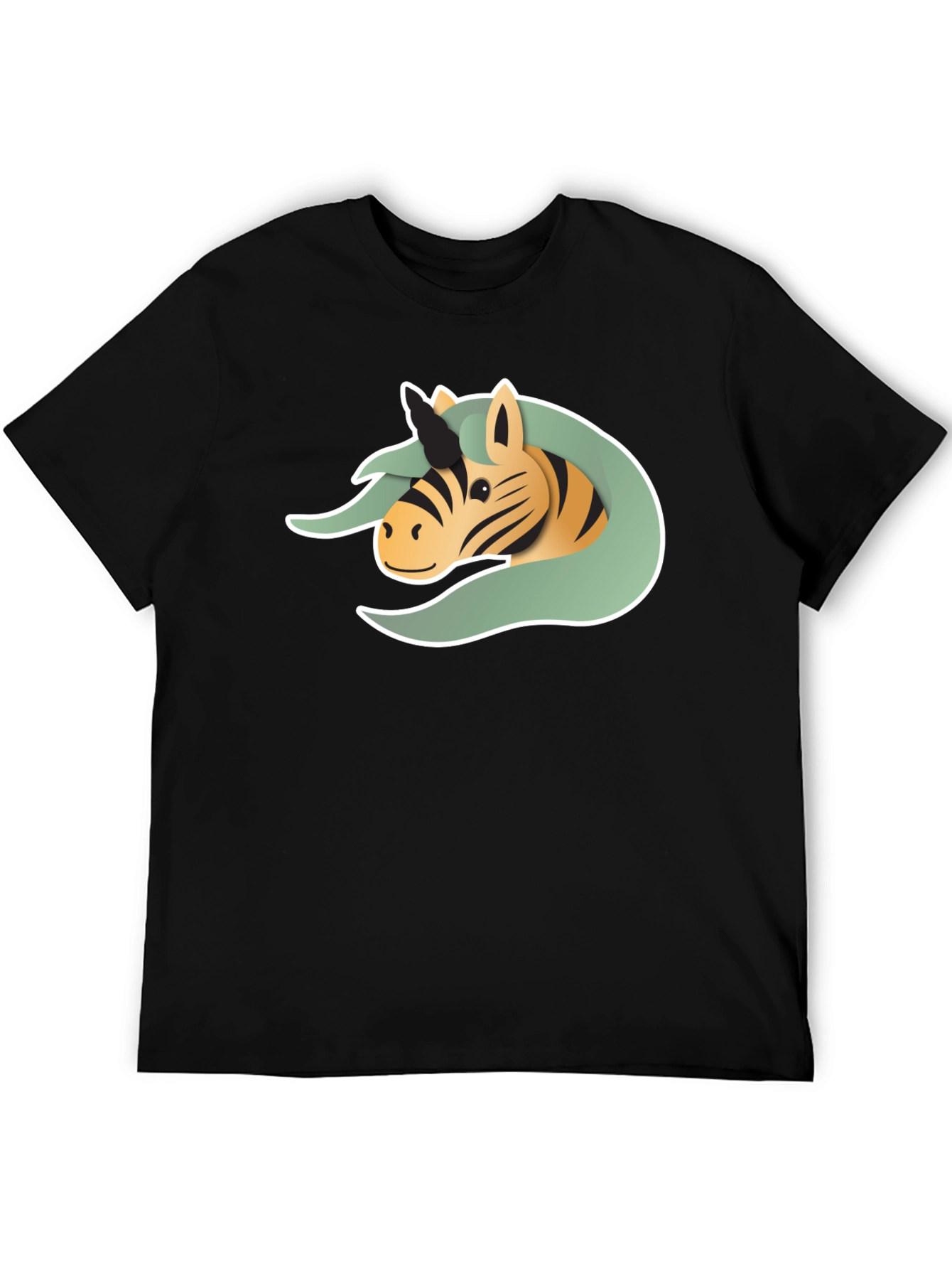 Black Unicorn Zebra Graphic Tee - Black Cotton T-Shirt view 5