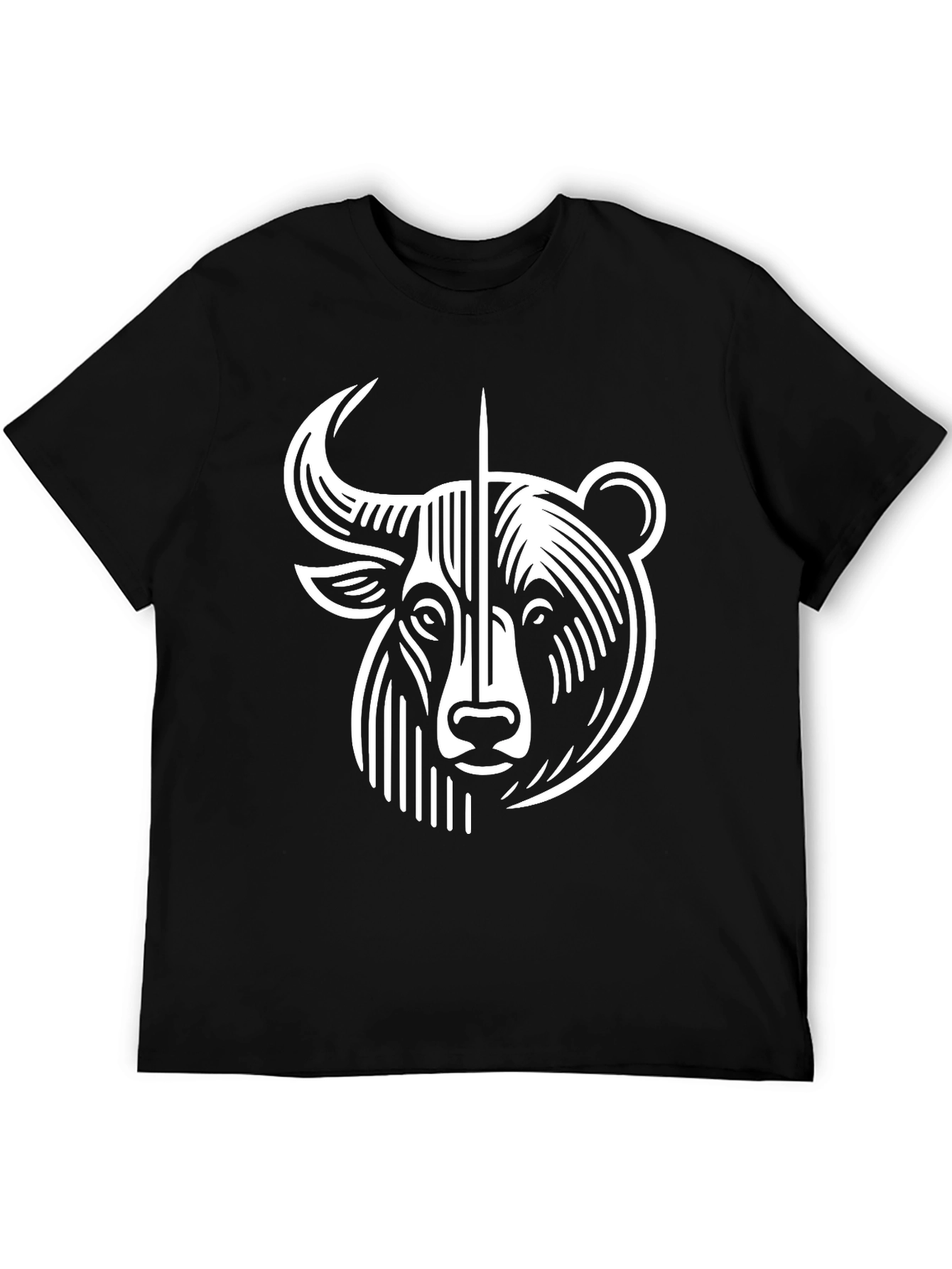 Black Bull and Bear Graphic Tee - Black Cotton Blend view 5