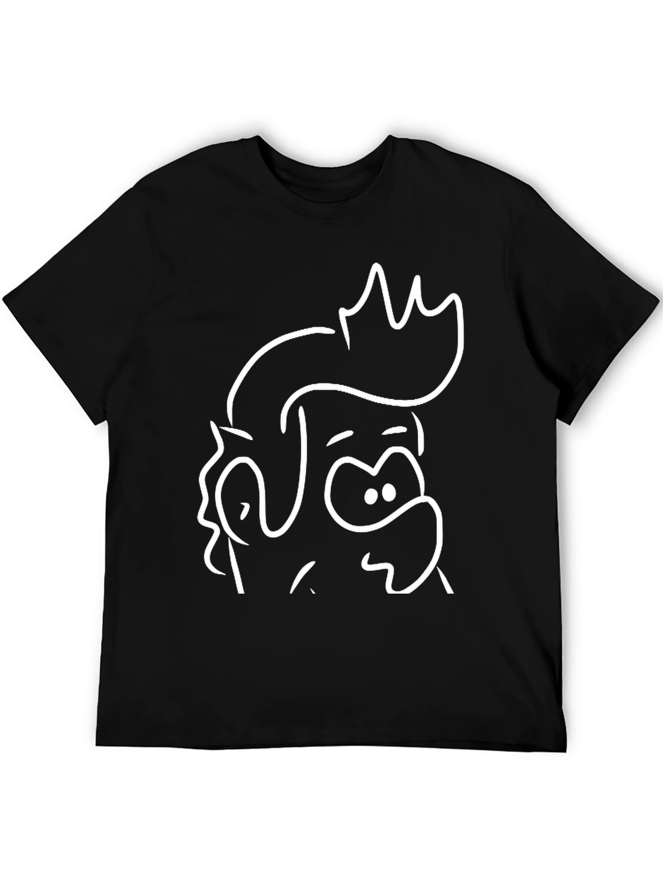 Cartoon Outline Graphic Print Black T-Shirt - 5