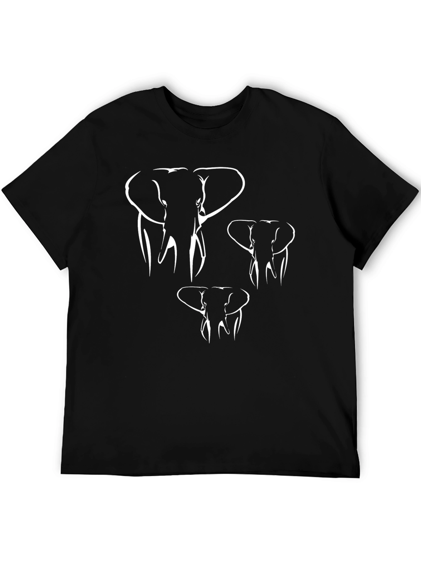 Black Elephant Outline Graphic Tee - Casual Black T-Shirt view 5