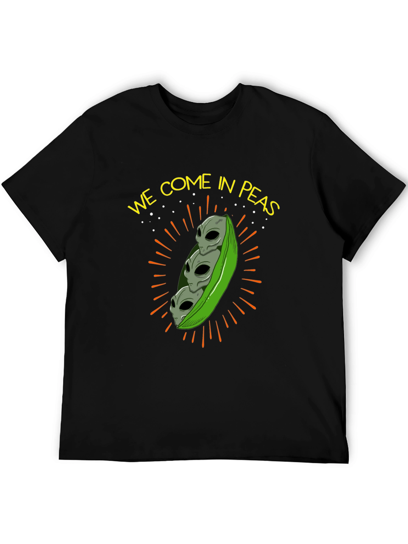 Black We Come In Peas Alien T-Shirt view 5