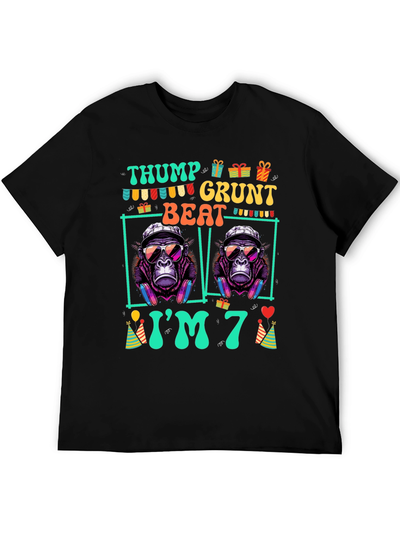 Black Thump Grunt Beat I'm 7 T-Shirt view 5