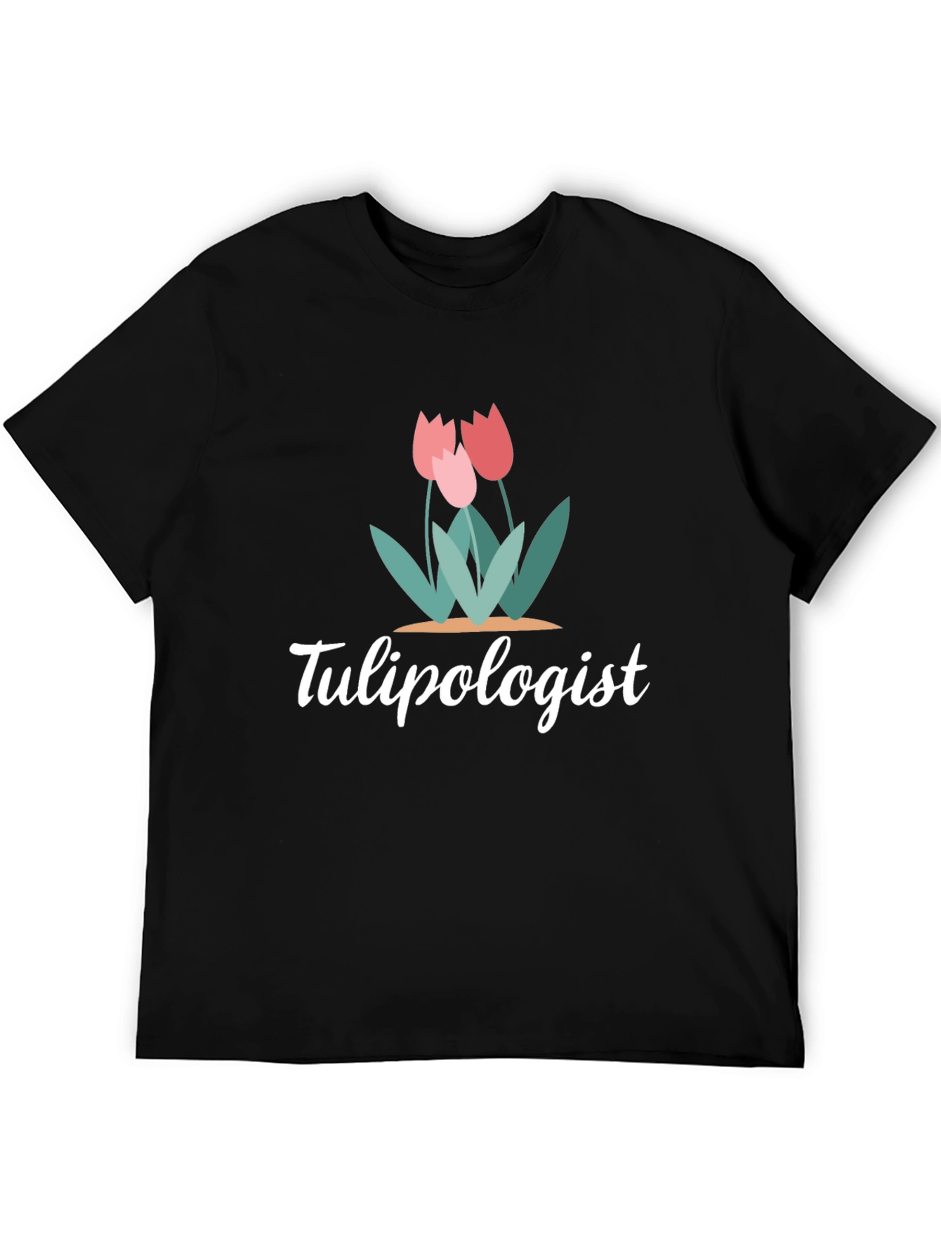 Black Tulipologist Graphic T-Shirt, Floral Design view 5