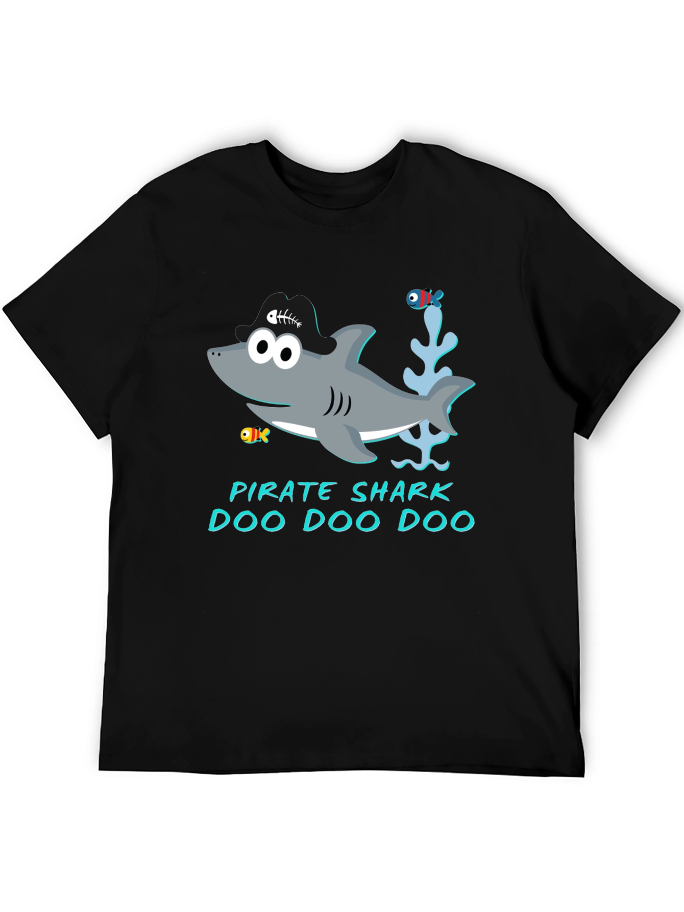 Black Pirate Shark Doo Doo Doo Graphic Tee view 5