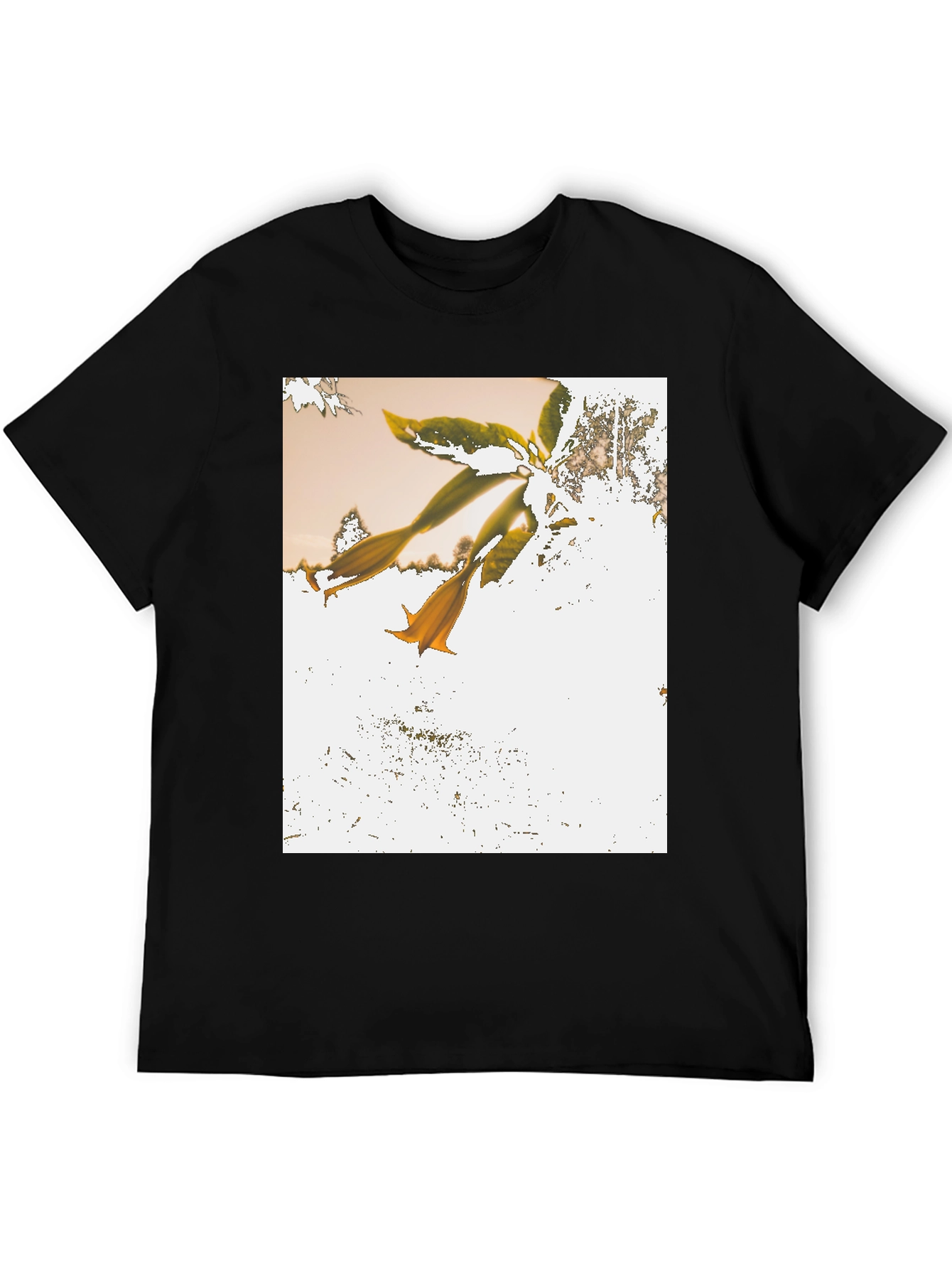 Black Botanical Print Black T-Shirt view 5