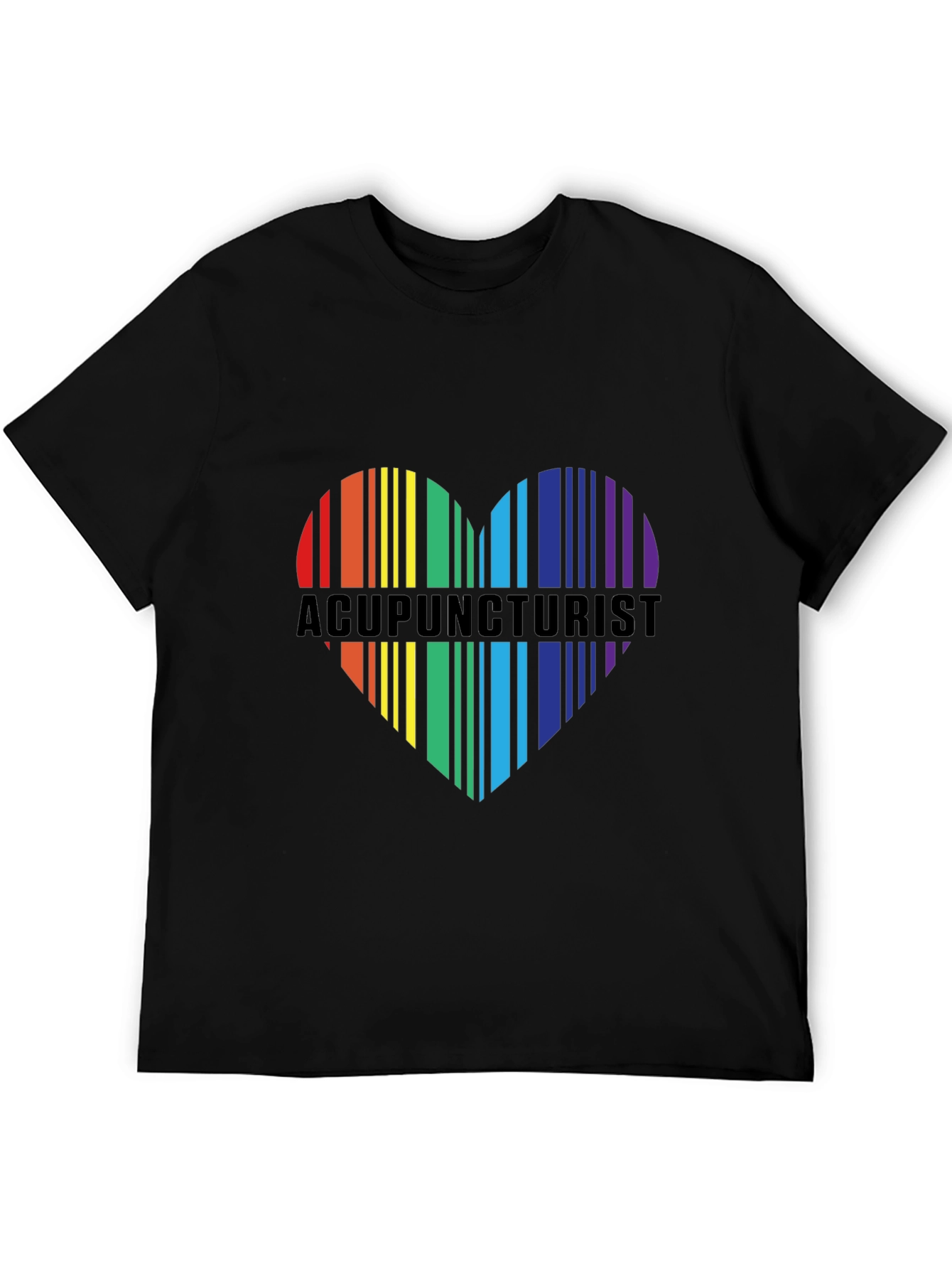 Black Acupuncturist Rainbow Heart T-Shirt view 5
