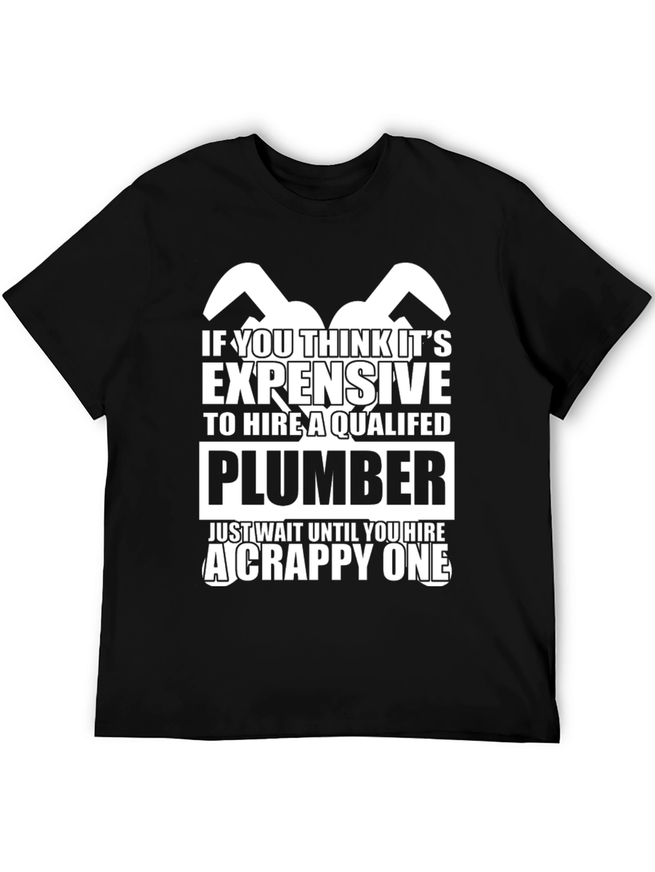 Black Qualified Plumber Humor Graphic Tee view 5