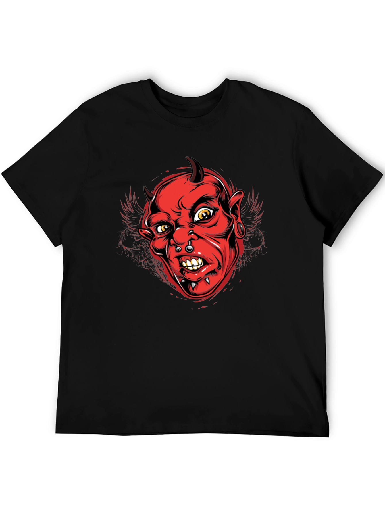 Black Devil Graphic Print Men's Black T-Shirt view 5