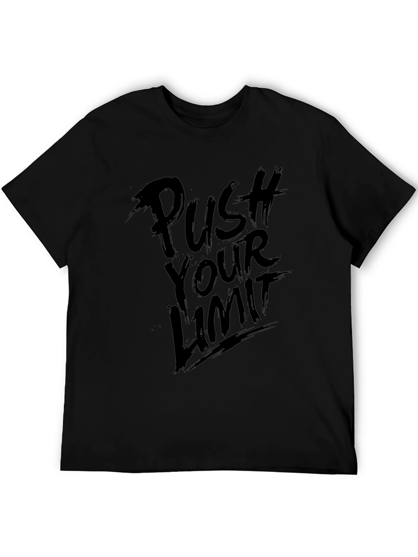 Black Push Your Limit Black Graphic Tee - Motivational Design view 5