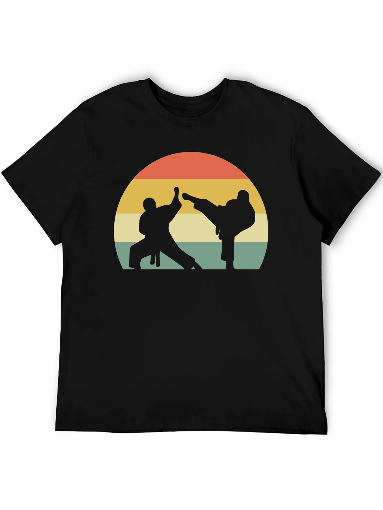 Black Karate Silhouette Graphic Tee view 5